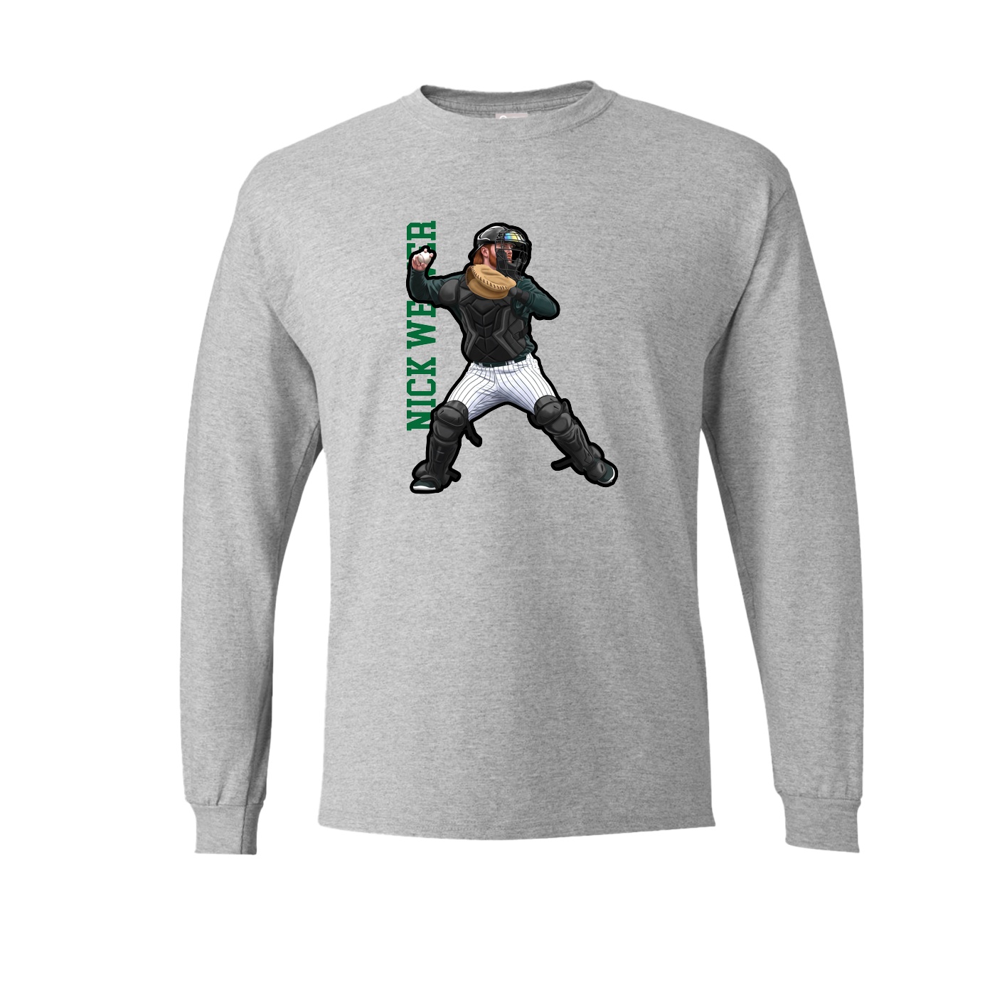 Long Sleeve Tee — Name Vertical in Grey