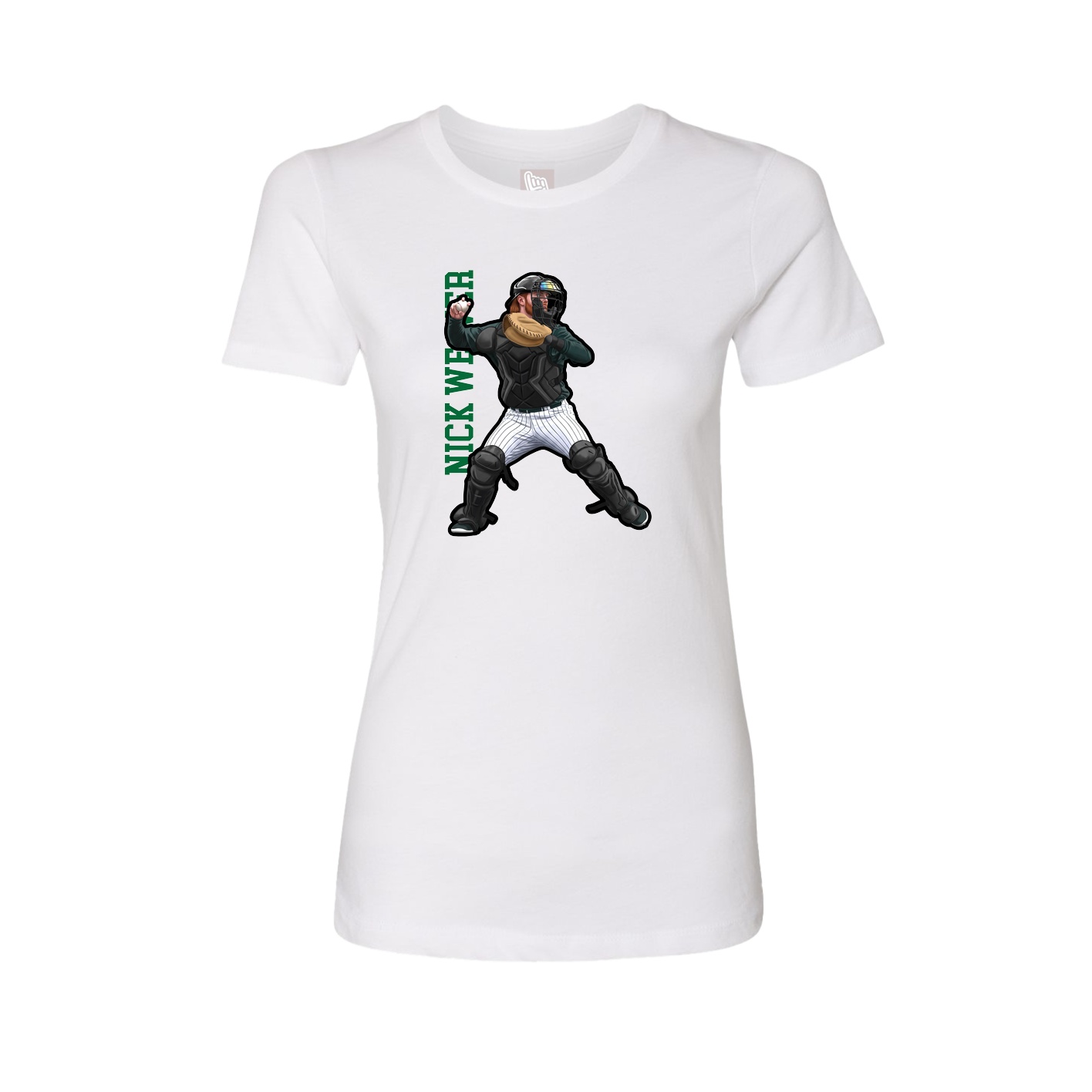 Womens Tee — Name Vertical in White