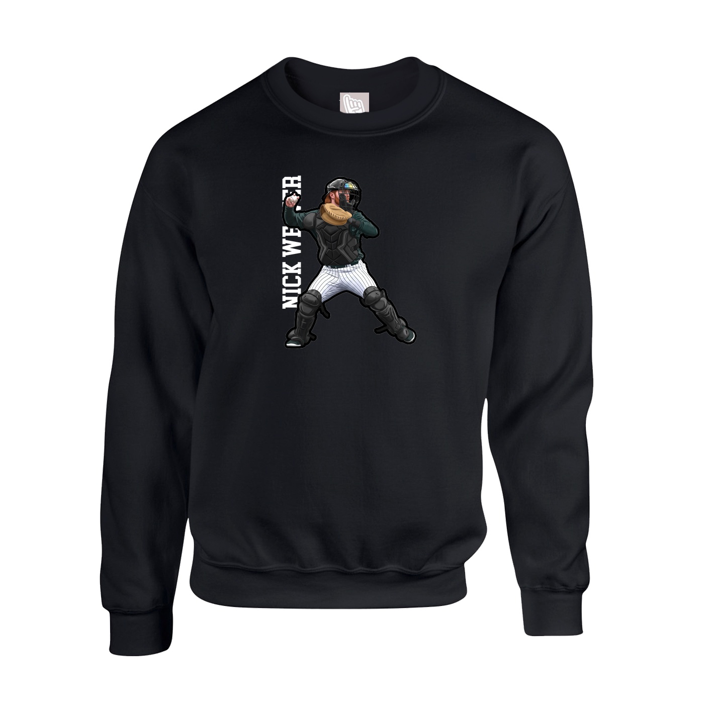 Fleece Crew — Name Vertical in Black