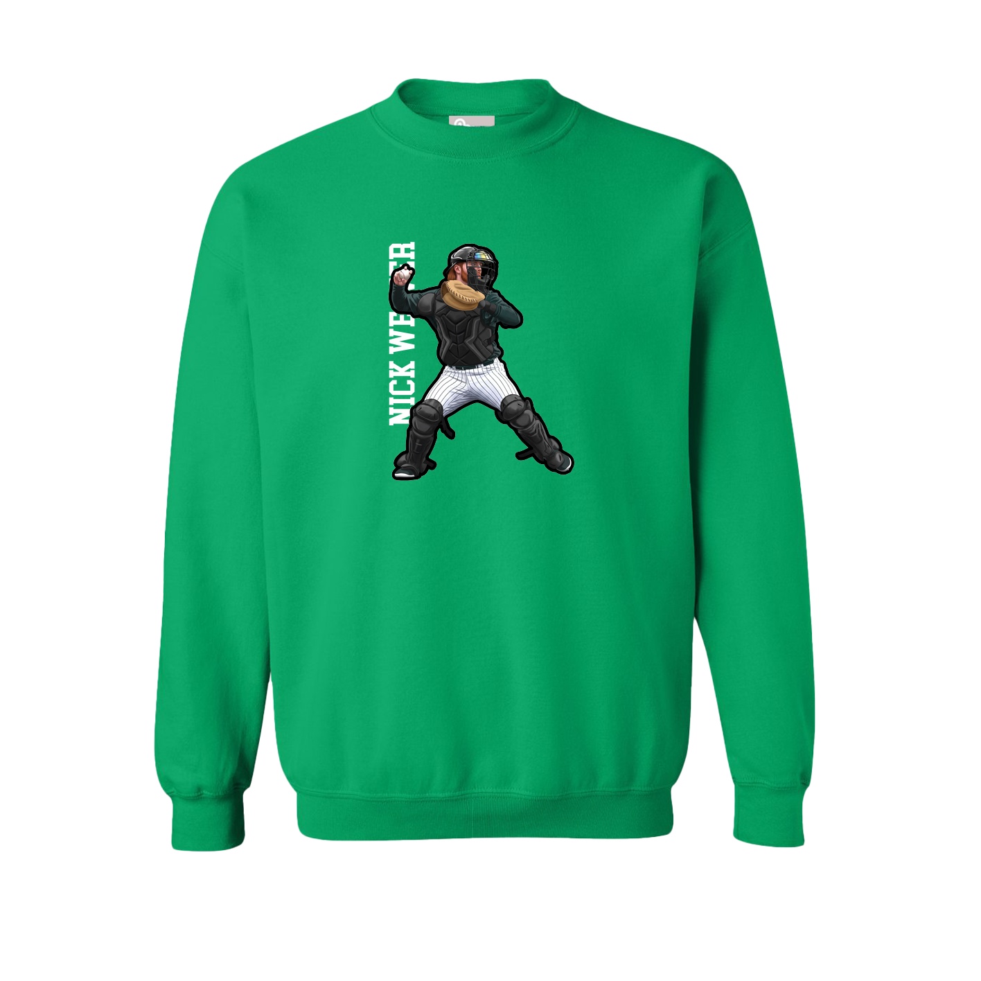Fleece Crew — Name Vertical in Green