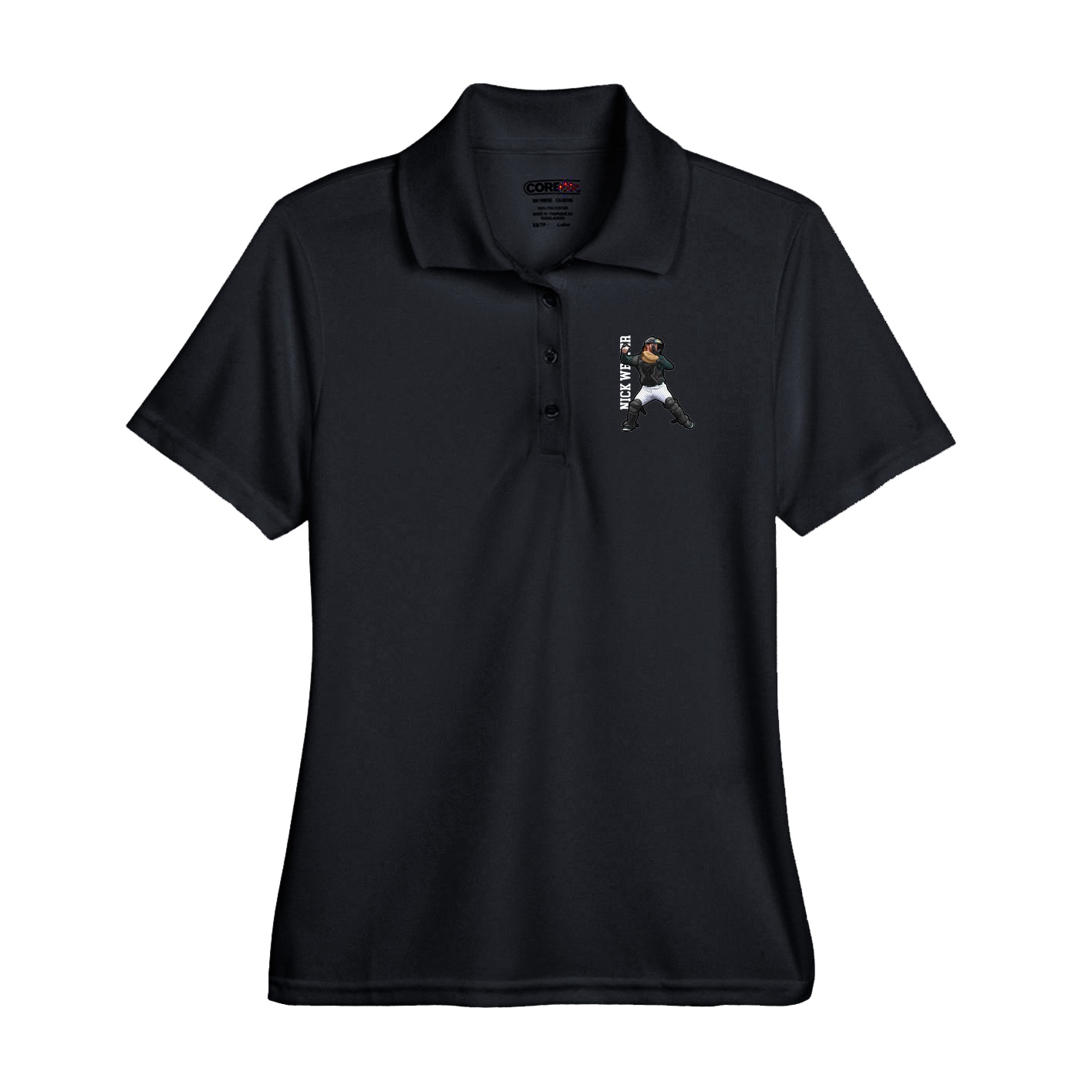 Performance Polo — Name Vertical in Black