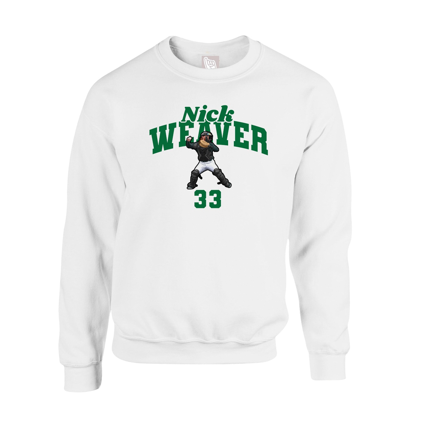 Fleece Crew — Signature Arch in White