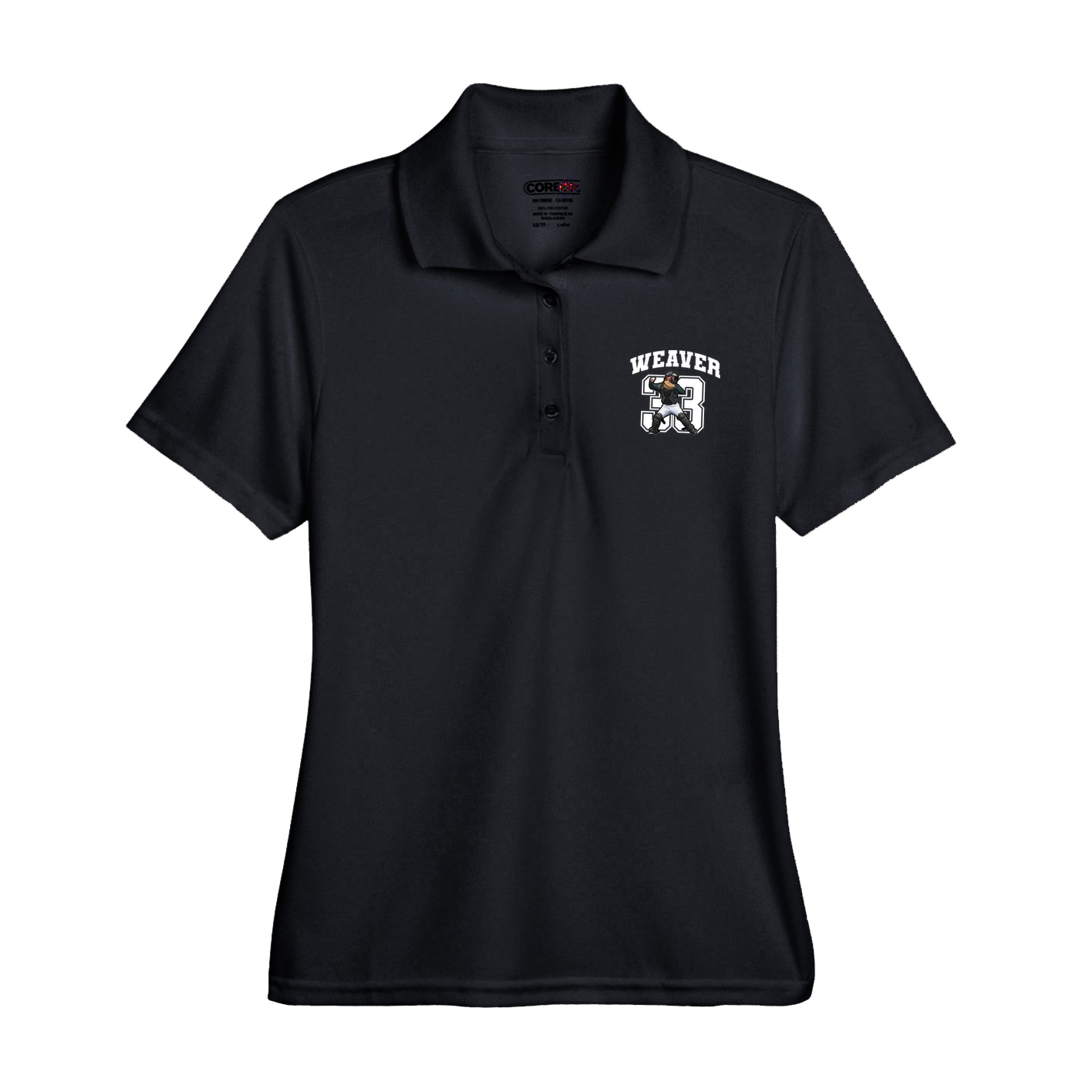Womens Performance Polo — Number in Black