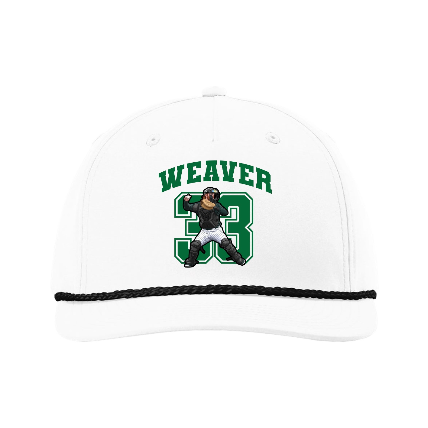 Five-Panel Classic Rope Cap — Number in White