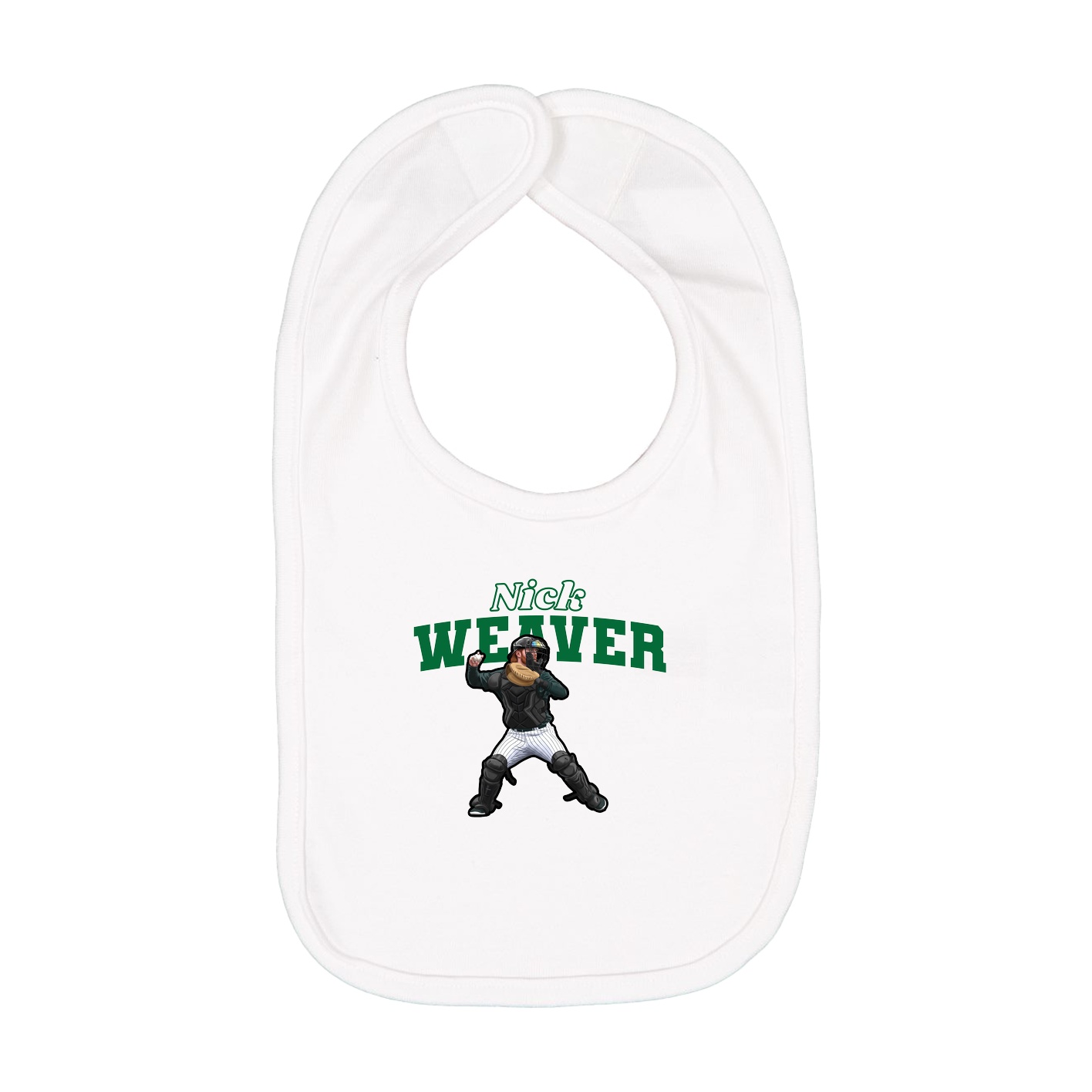 Infant Bib — Name Arch in White