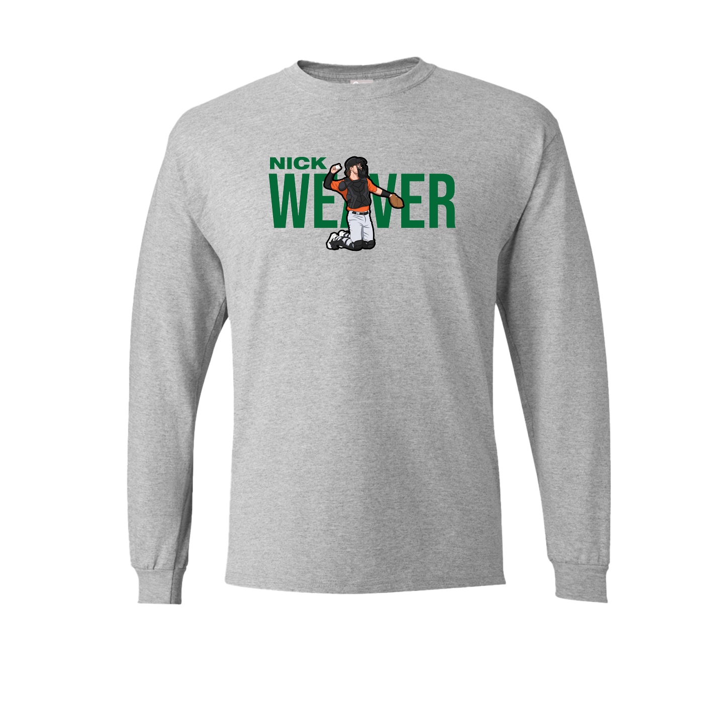Long Sleeve Tee — Player Name in Grey