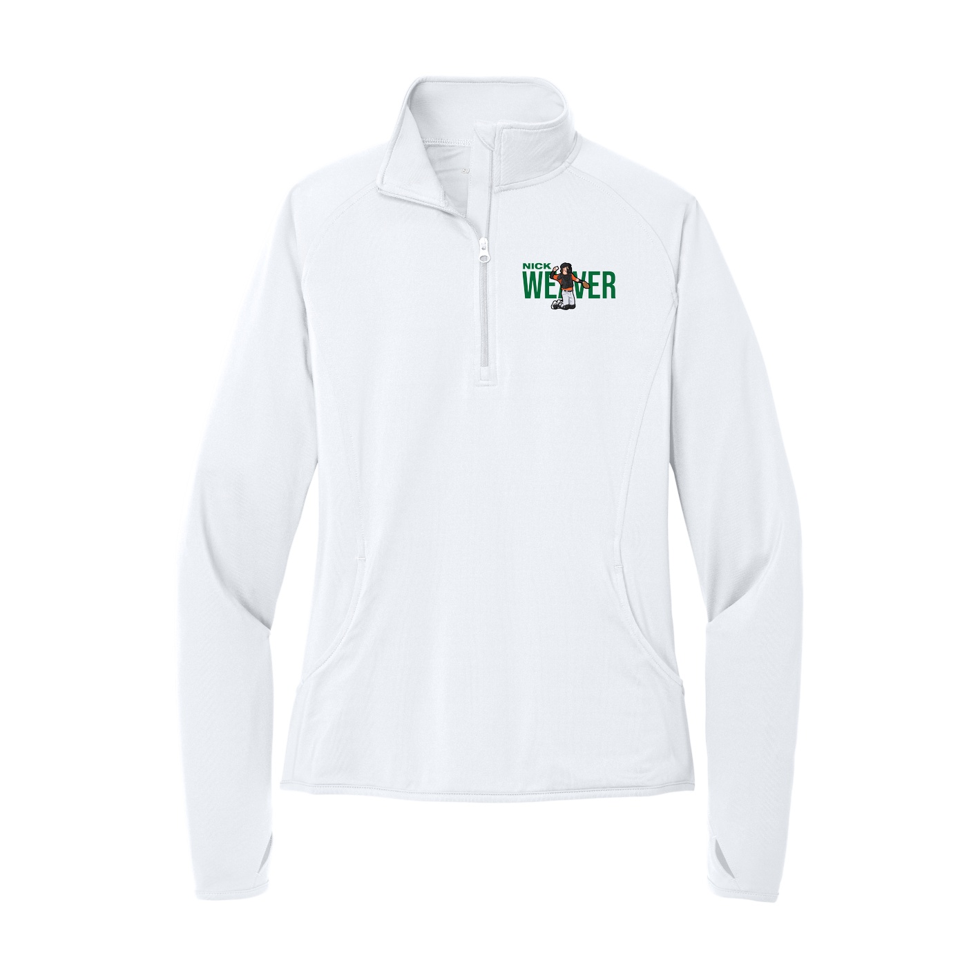 Women's Q-Zip Pullover — Player Name in White