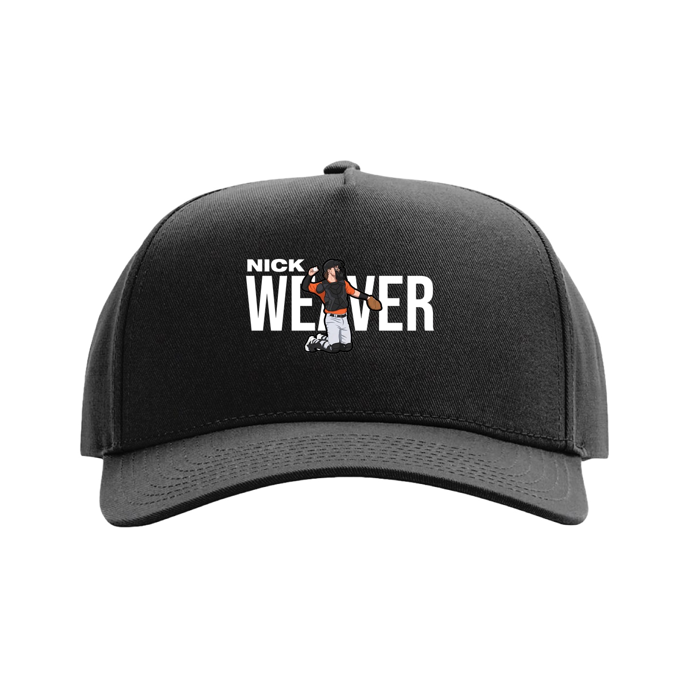 Full Fabric Five-Panel Champ Cap — Player Name in Black