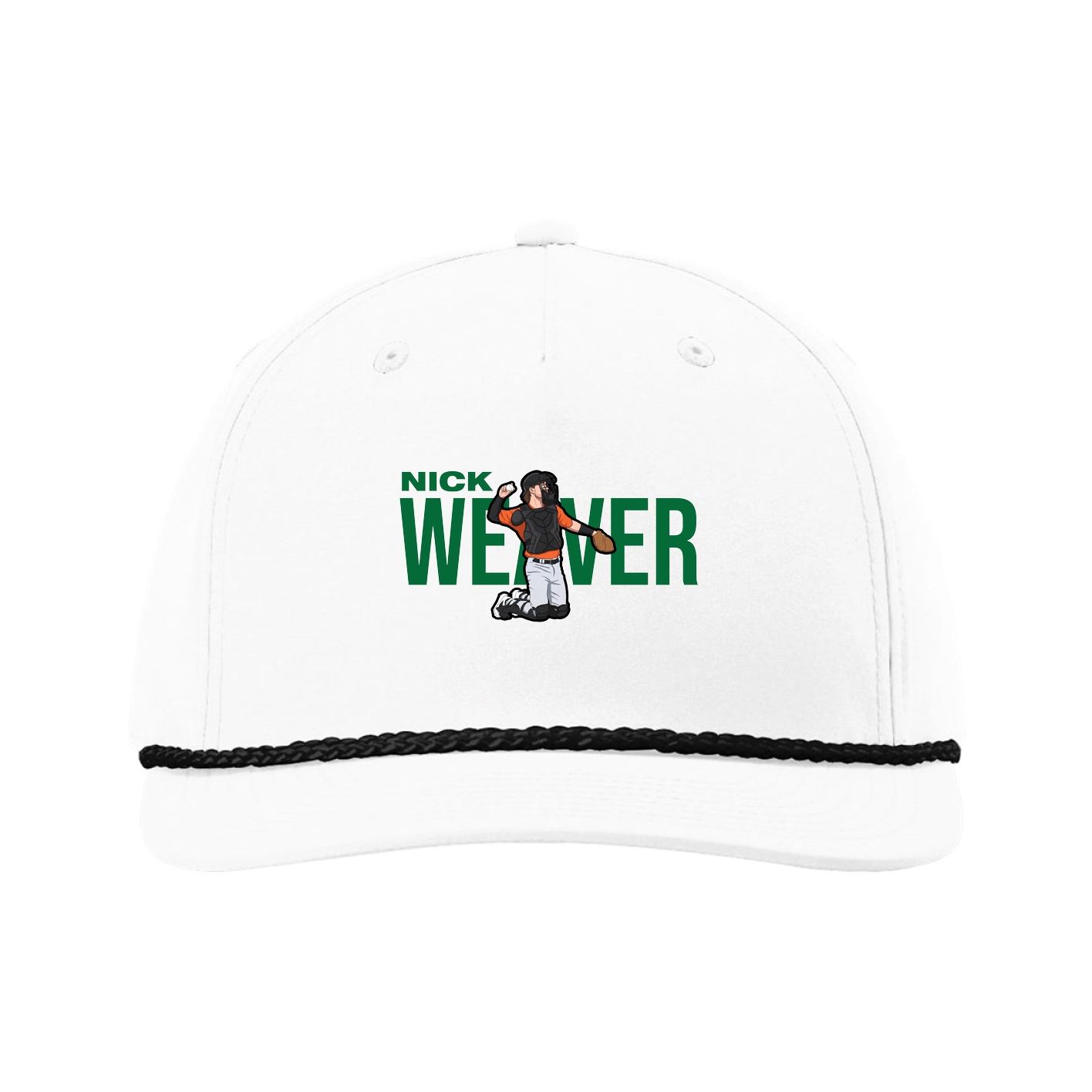 Five-Panel Classic Rope Cap — Player Name in White