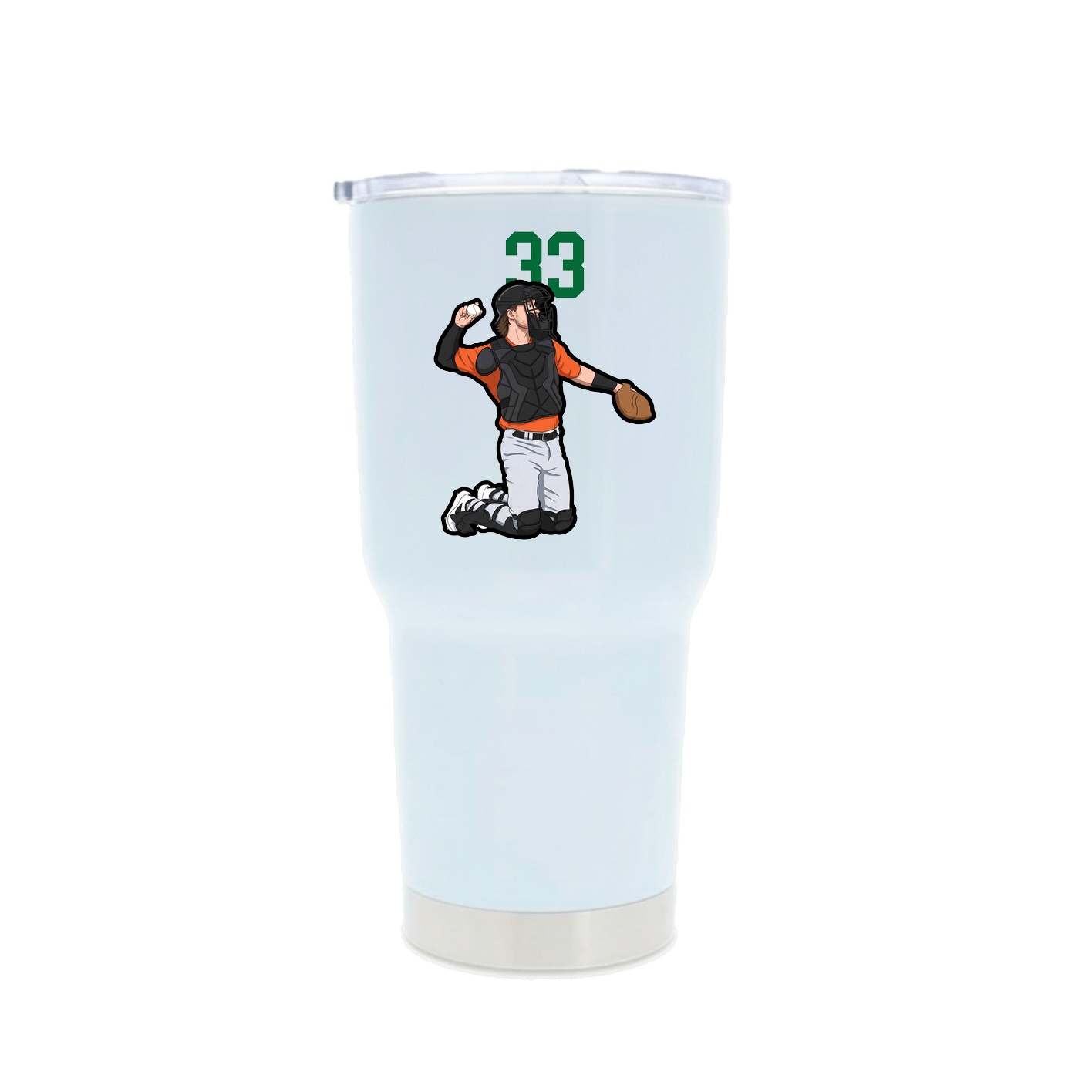 30oz Stainless Steel Tumbler — Number Top in White