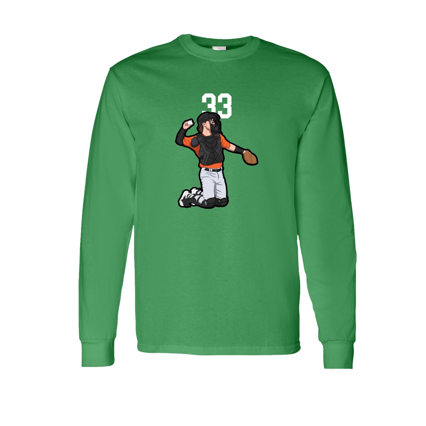 Long Sleeve Tee — Number Top in Green