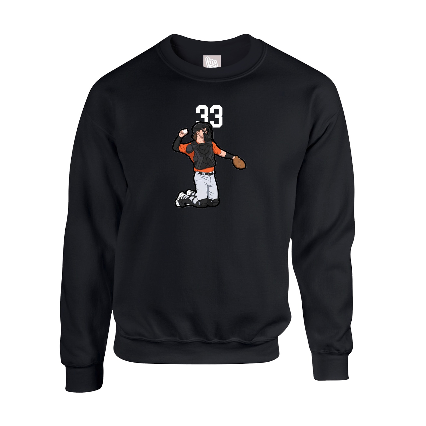 Fleece Crew — Number Top in Black