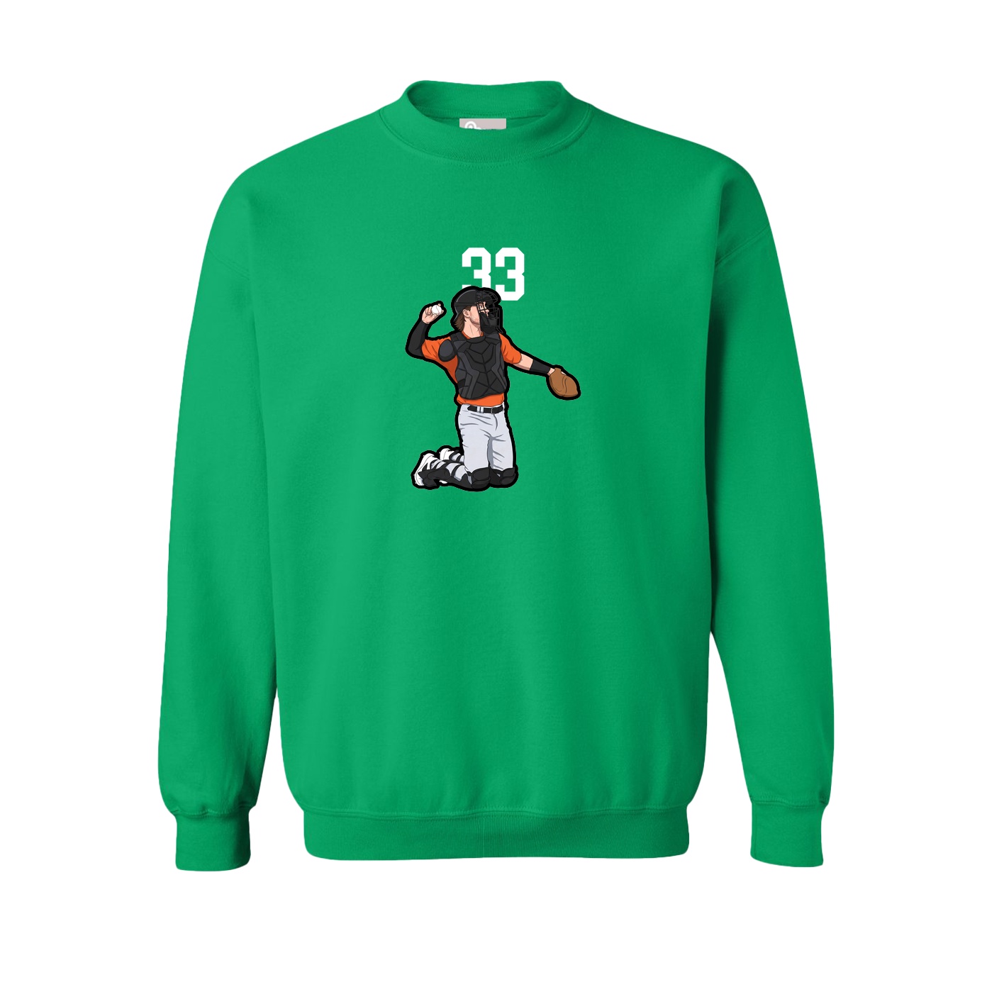 Fleece Crew — Number Top in Green