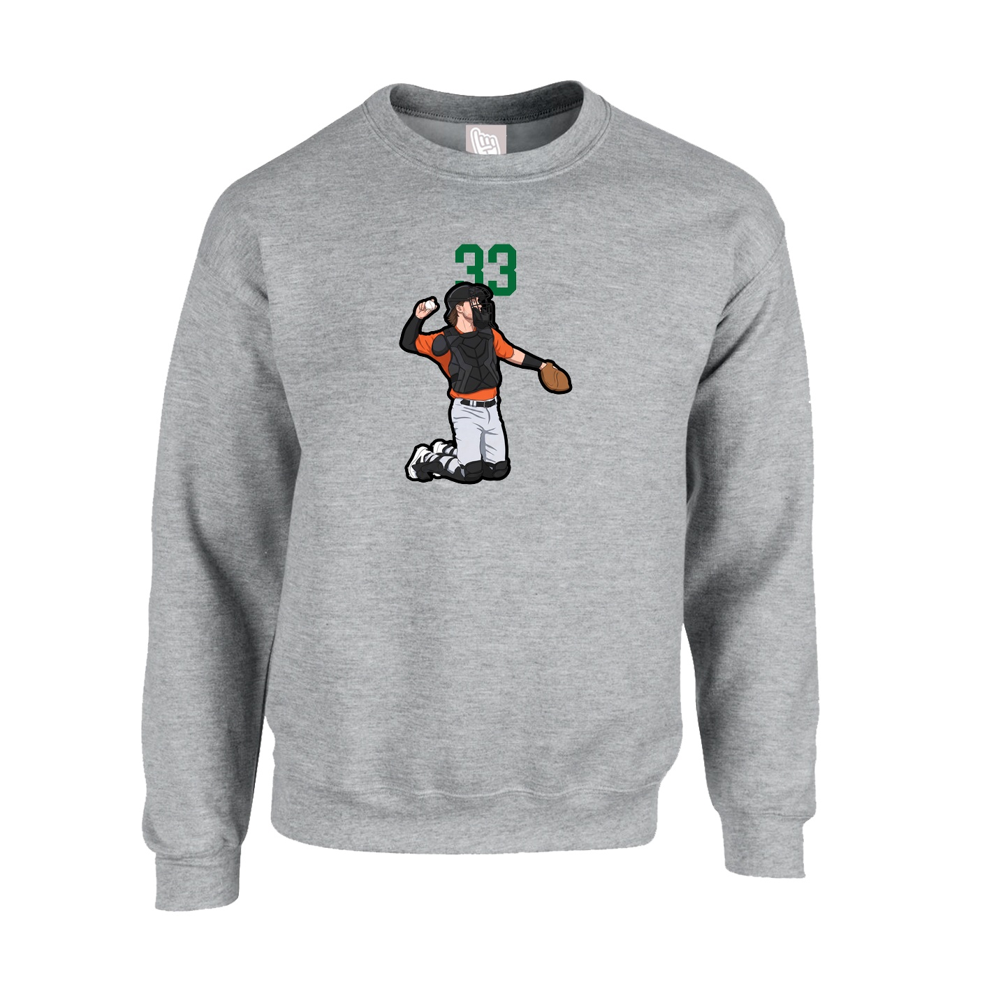 Fleece Crew — Number Top in Grey