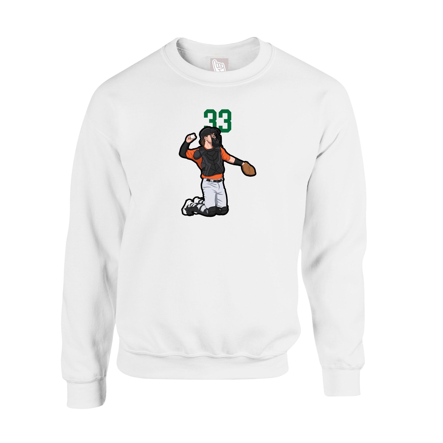 Fleece Crew — Number Top in White