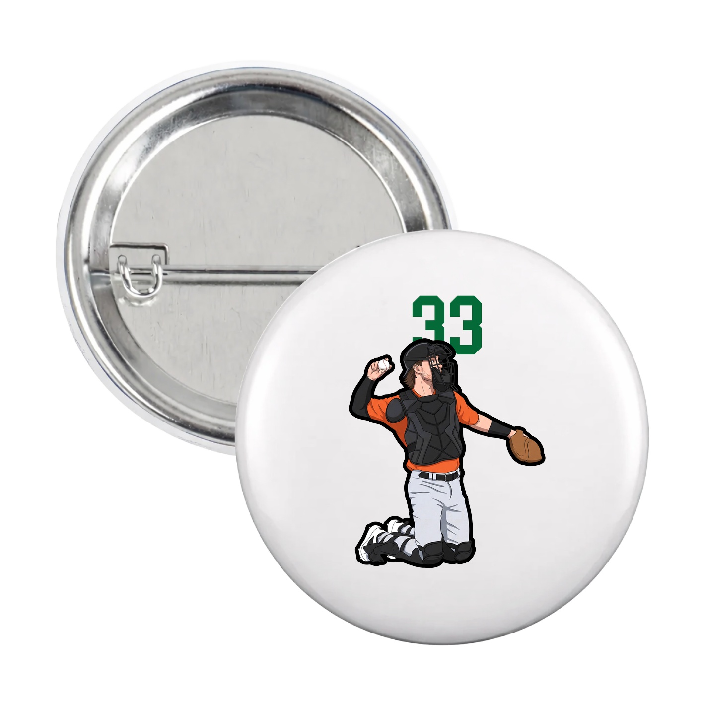 Game Day Button — Number Top in White