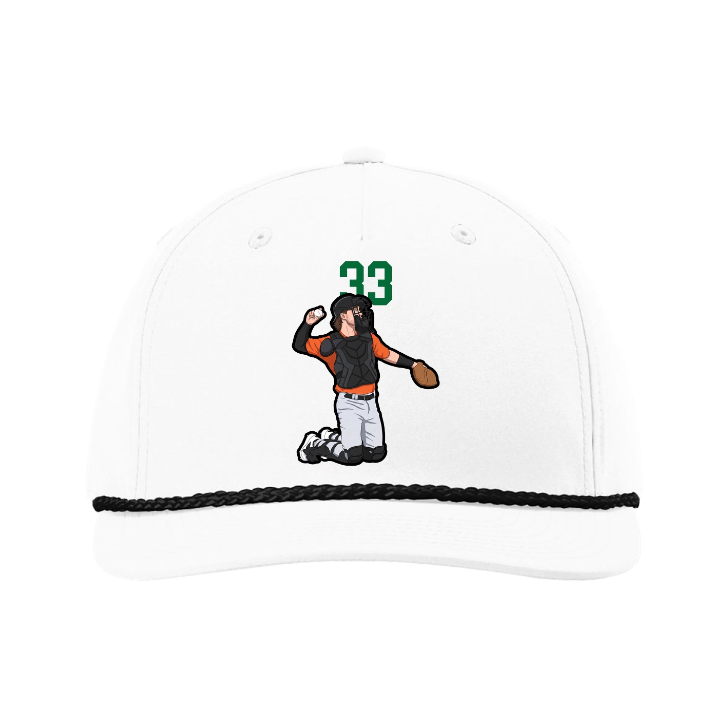 Five-Panel Classic Rope Cap — Number Top in White