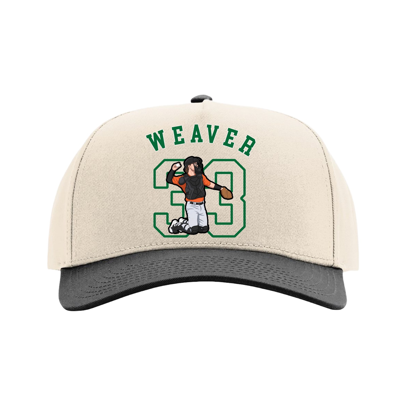 Full Fabric Five-Panel Champ Cap — Shirsey Arch in Cream/Black