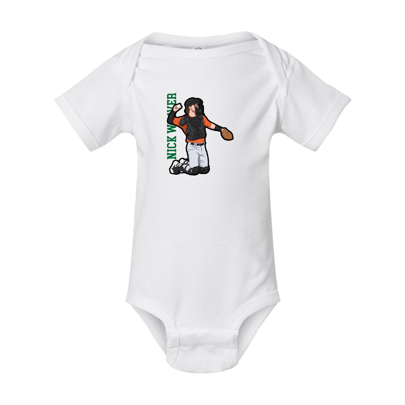 Baby Onesie — Name Vertical in White