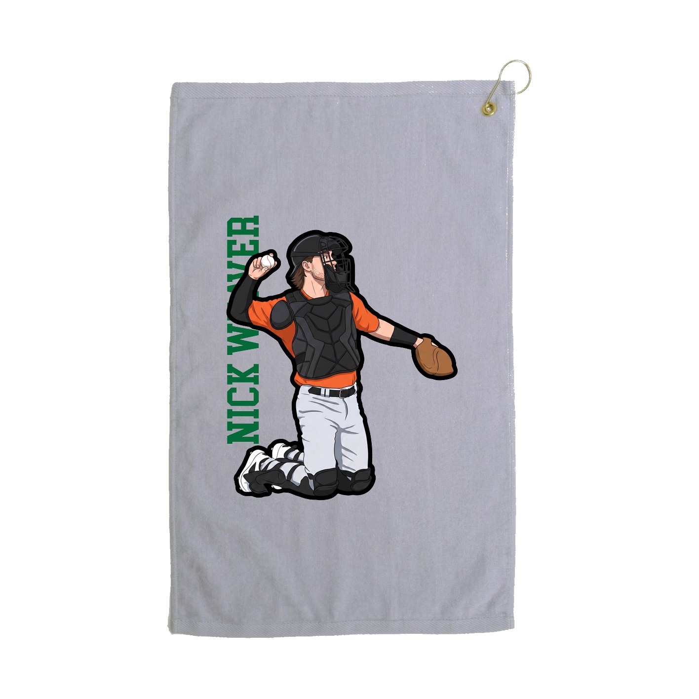 Golf Towel — Name Vertical in Grey
