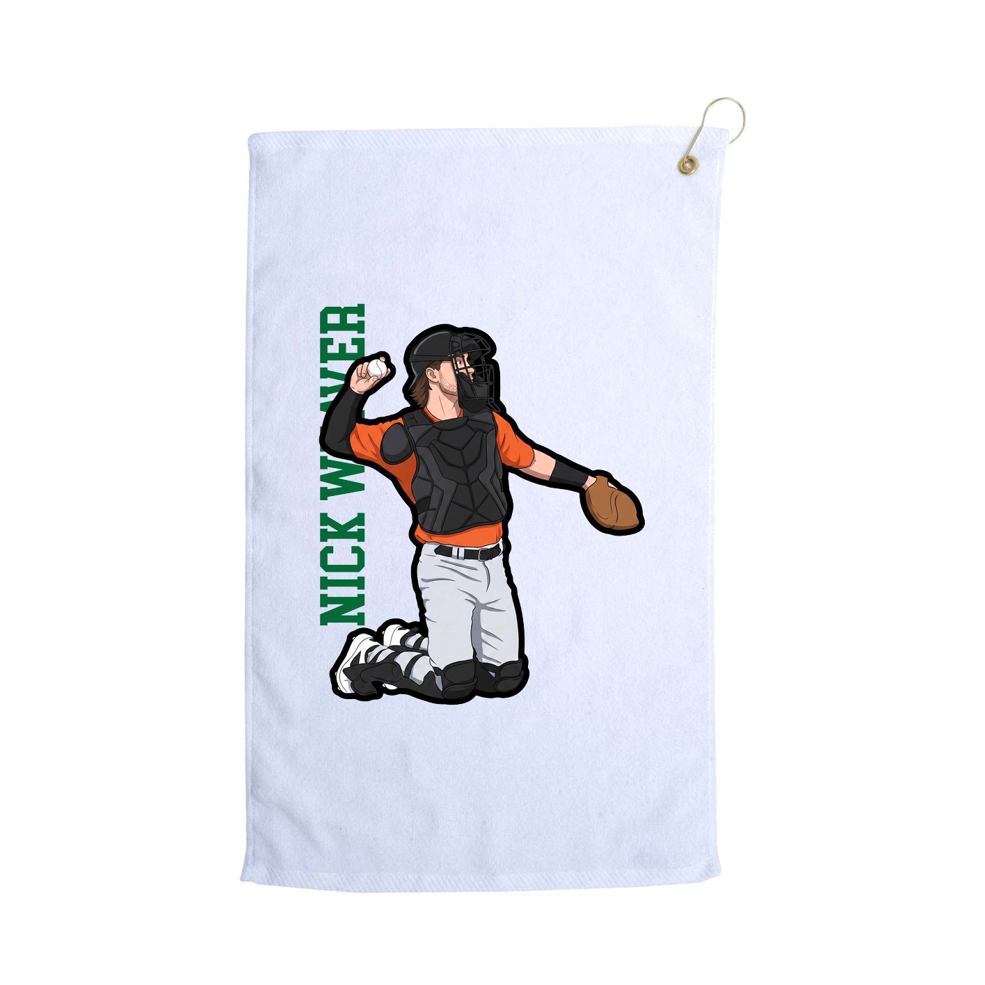 Golf Towel — Name Vertical in White