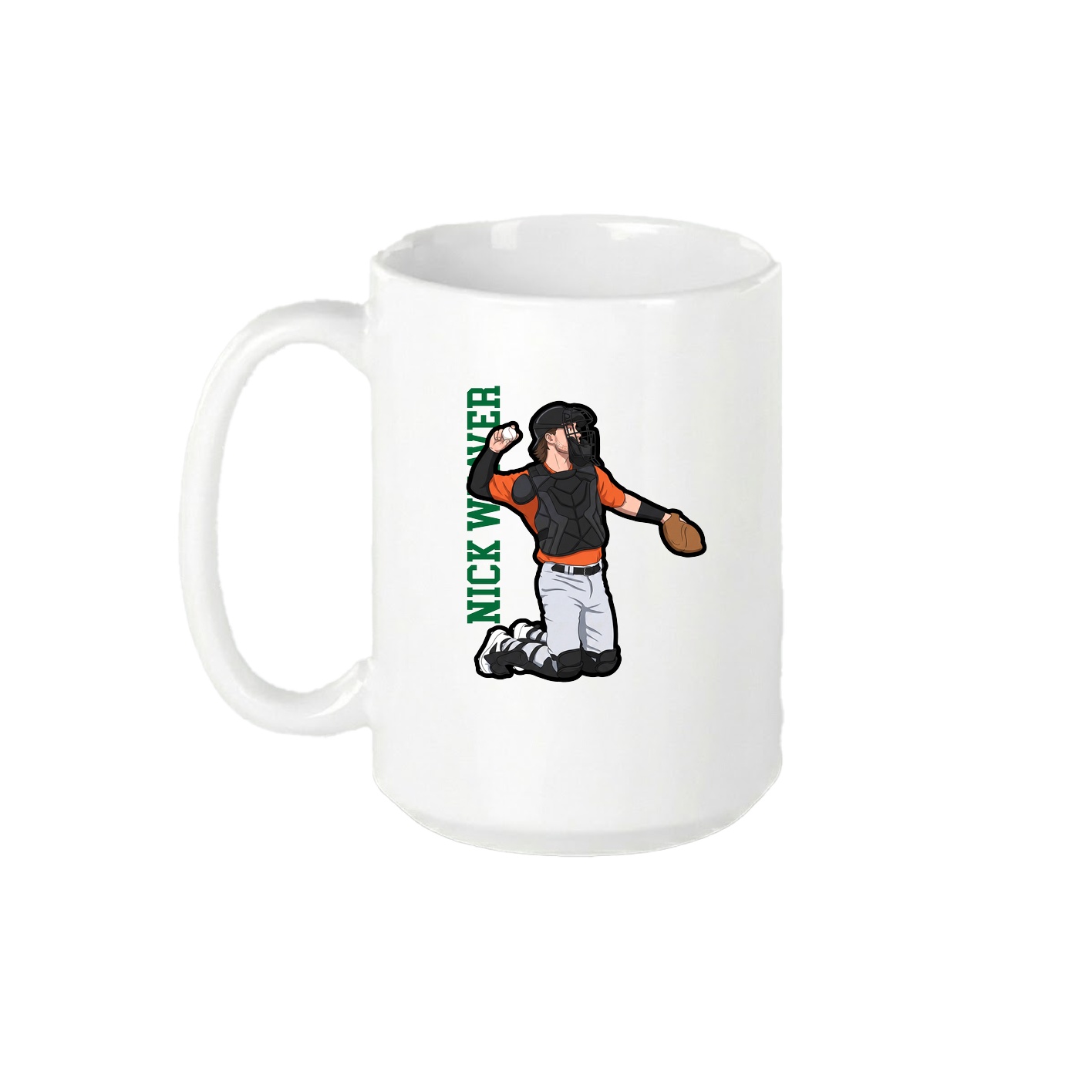 15oz Coffee Mug — Name Vertical in White