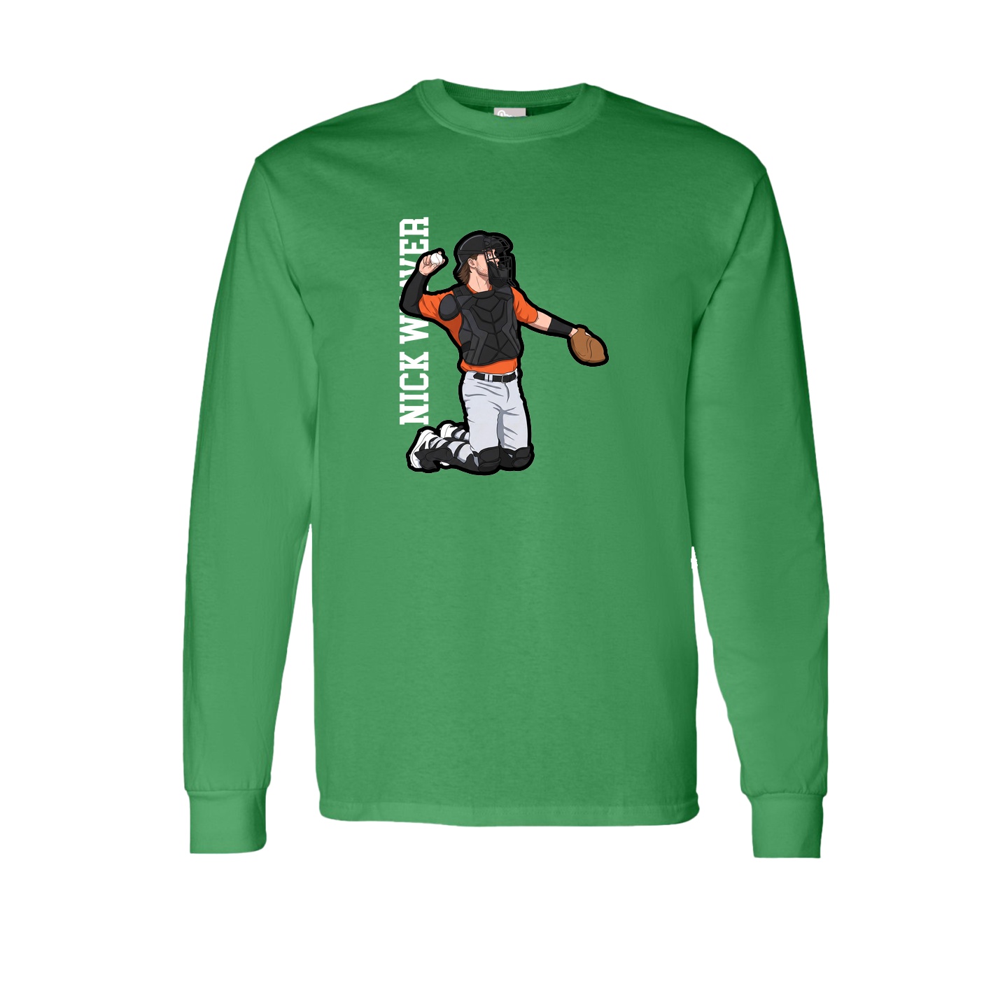 Long Sleeve Tee — Name Vertical in Green
