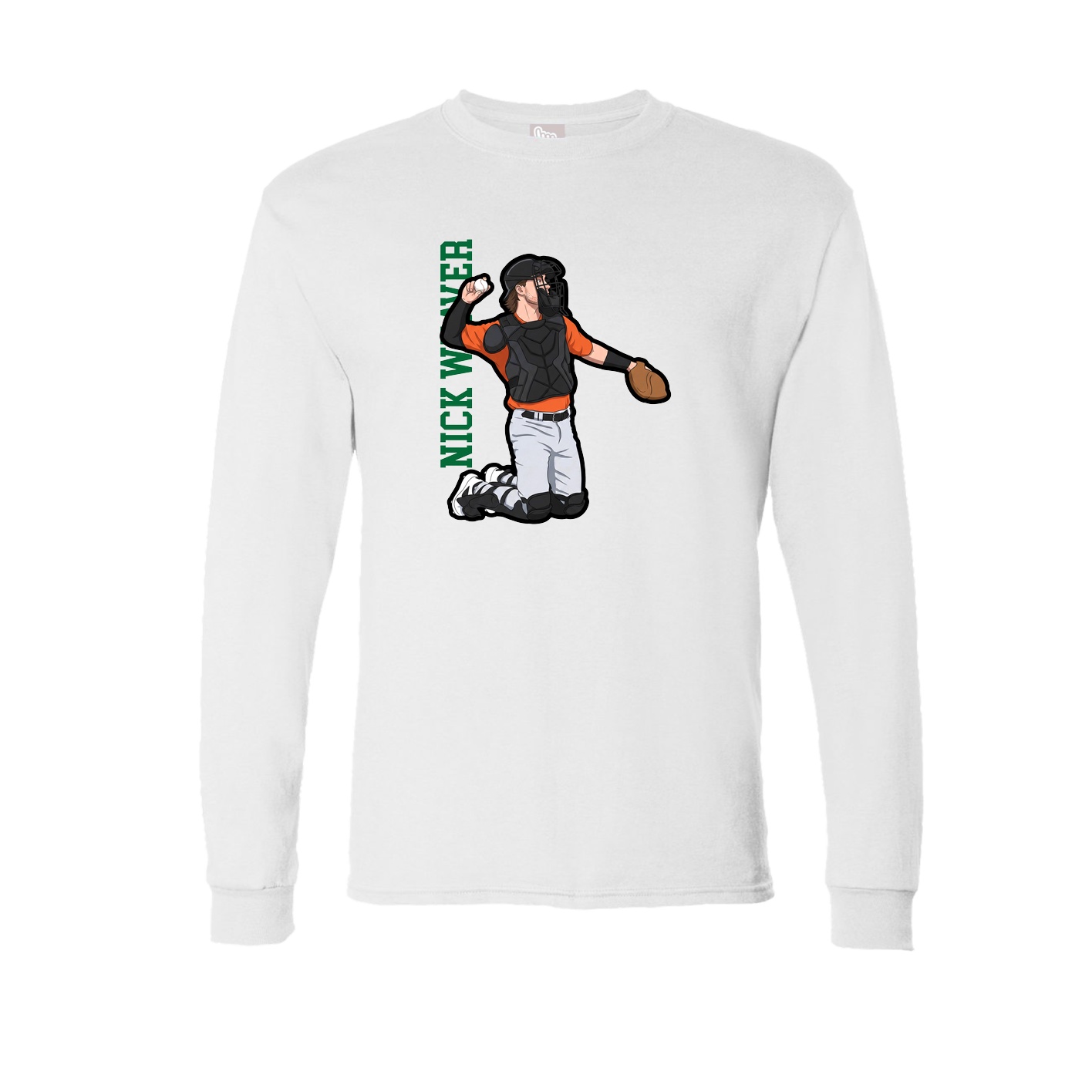 Long Sleeve Tee — Name Vertical in White