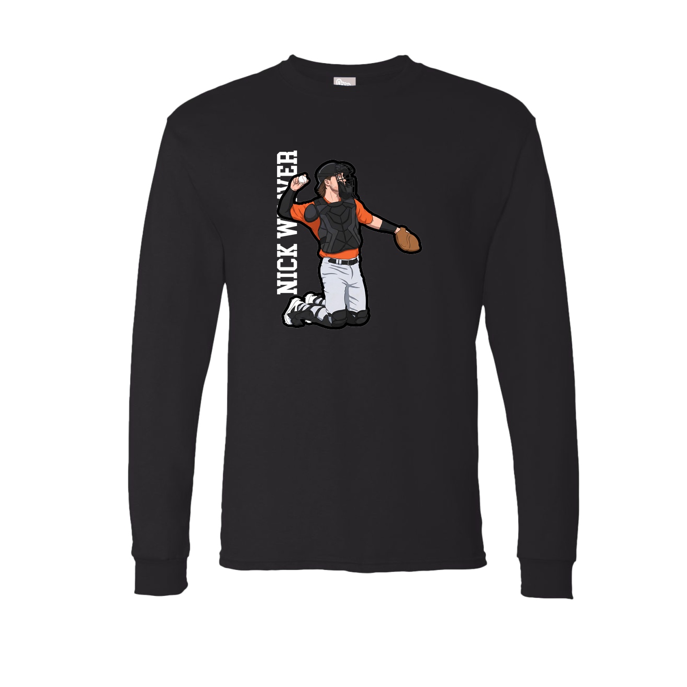 Long Sleeve Tee — Name Vertical in Black