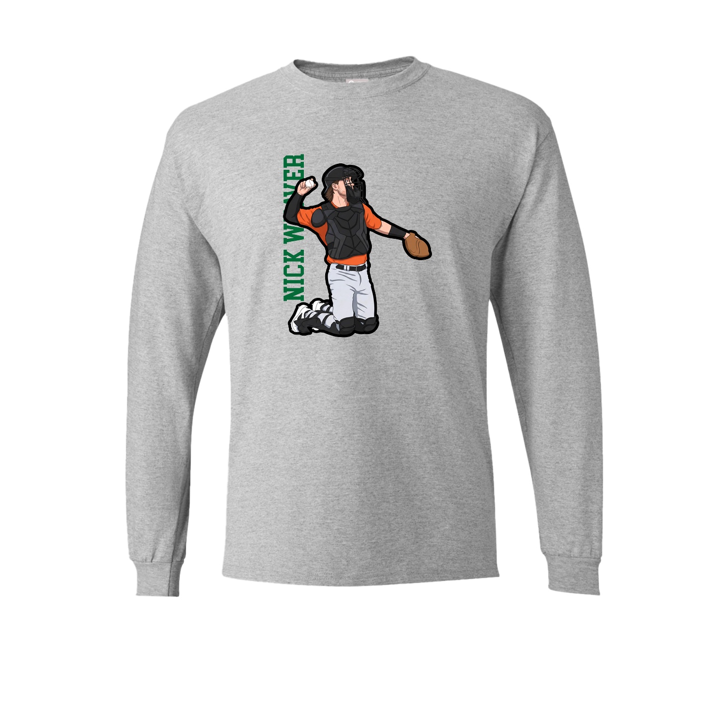 Long Sleeve Tee — Name Vertical in Grey