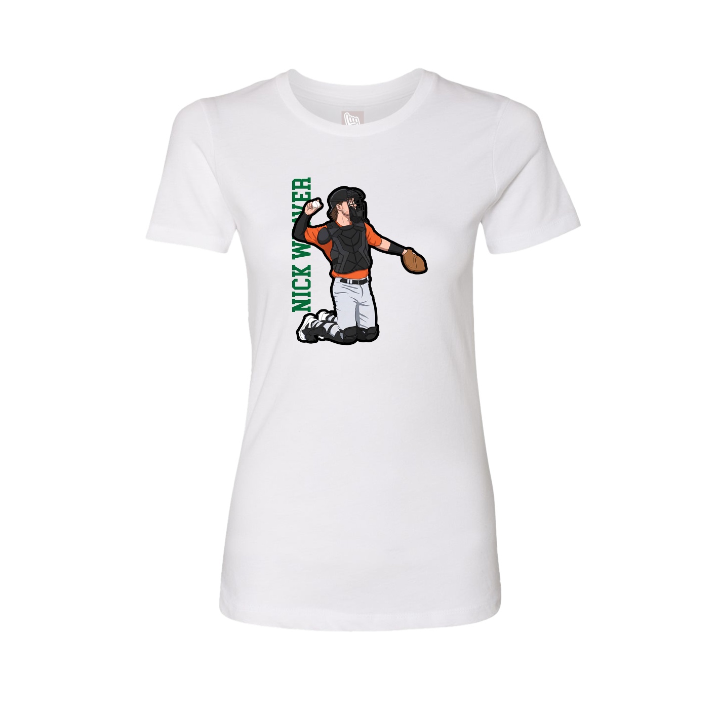 Womens Tee — Name Vertical in White