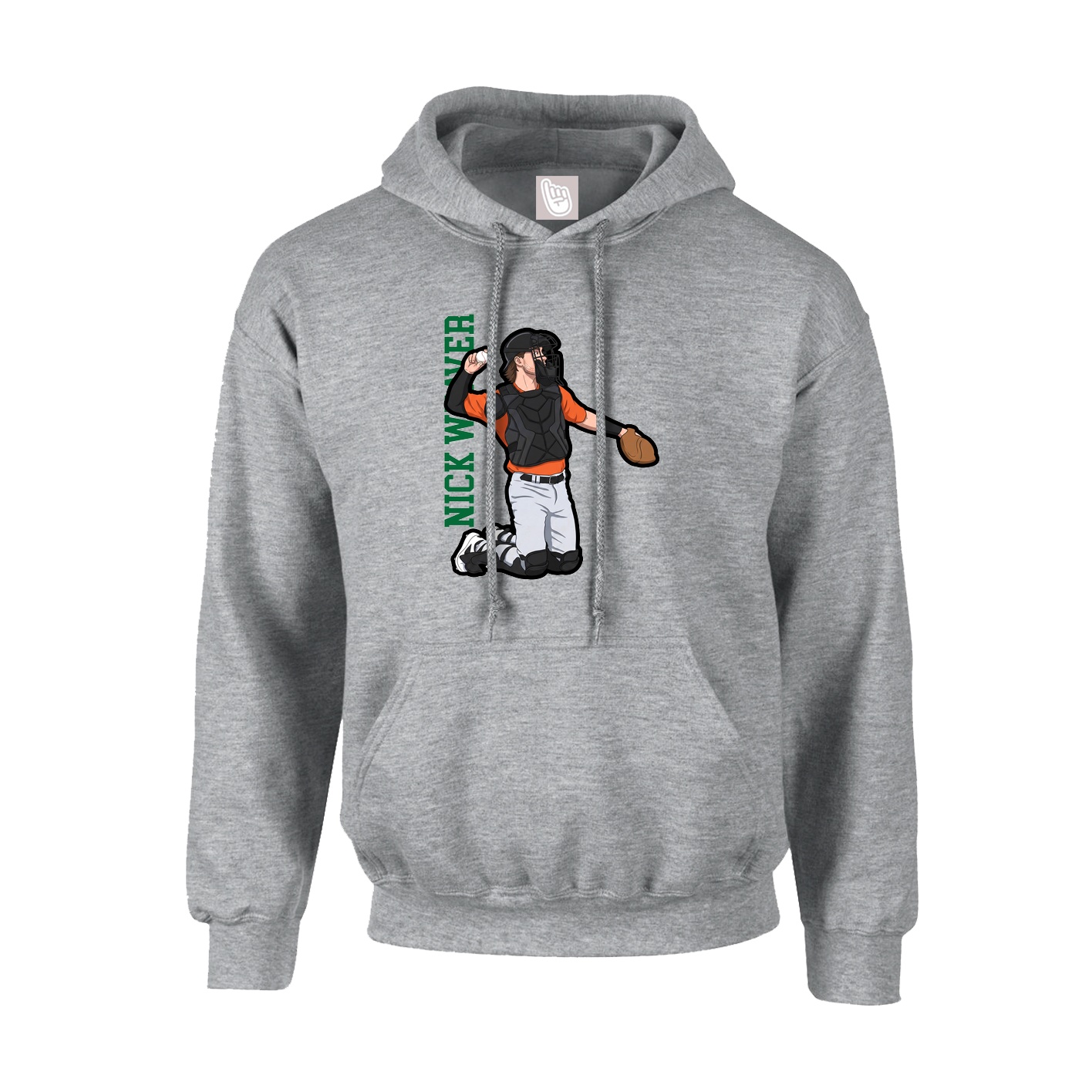 Hoodie — Name Vertical in Grey