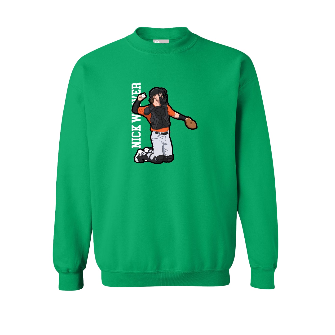 Fleece Crew — Name Vertical in Green