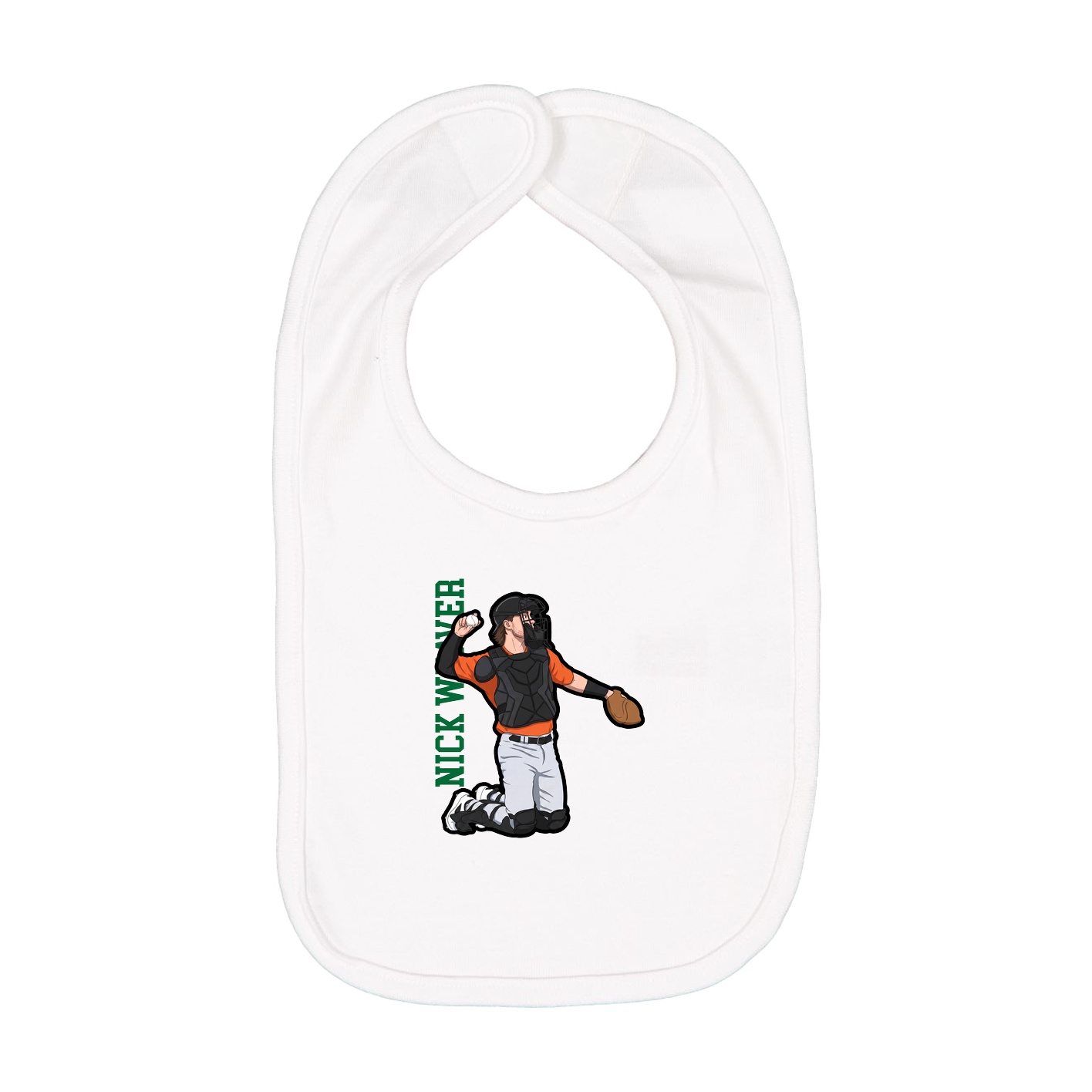 Infant Bib — Name Vertical in White