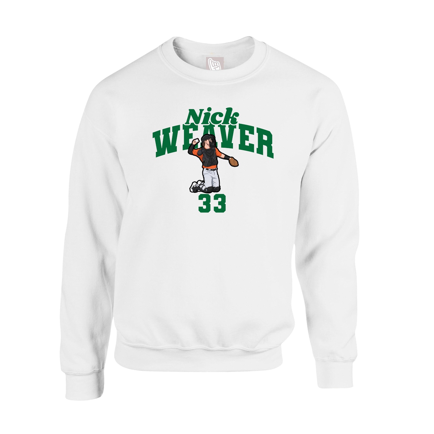 Fleece Crew — Signature Arch in White