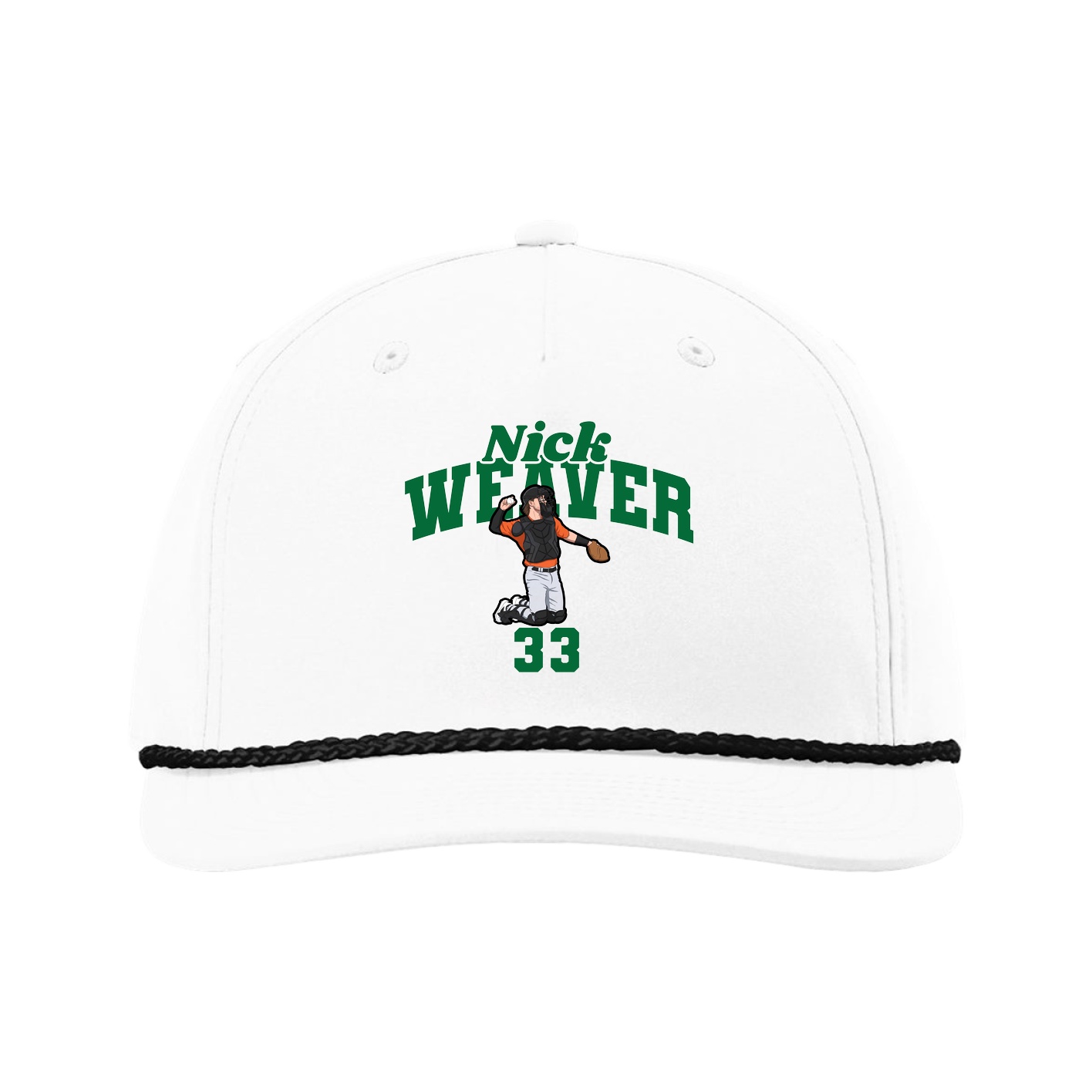 Five-Panel Classic Rope Cap — Signature Arch in White