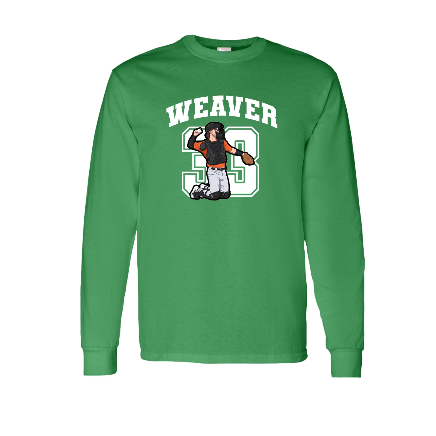 Long Sleeve Tee — Number in Green