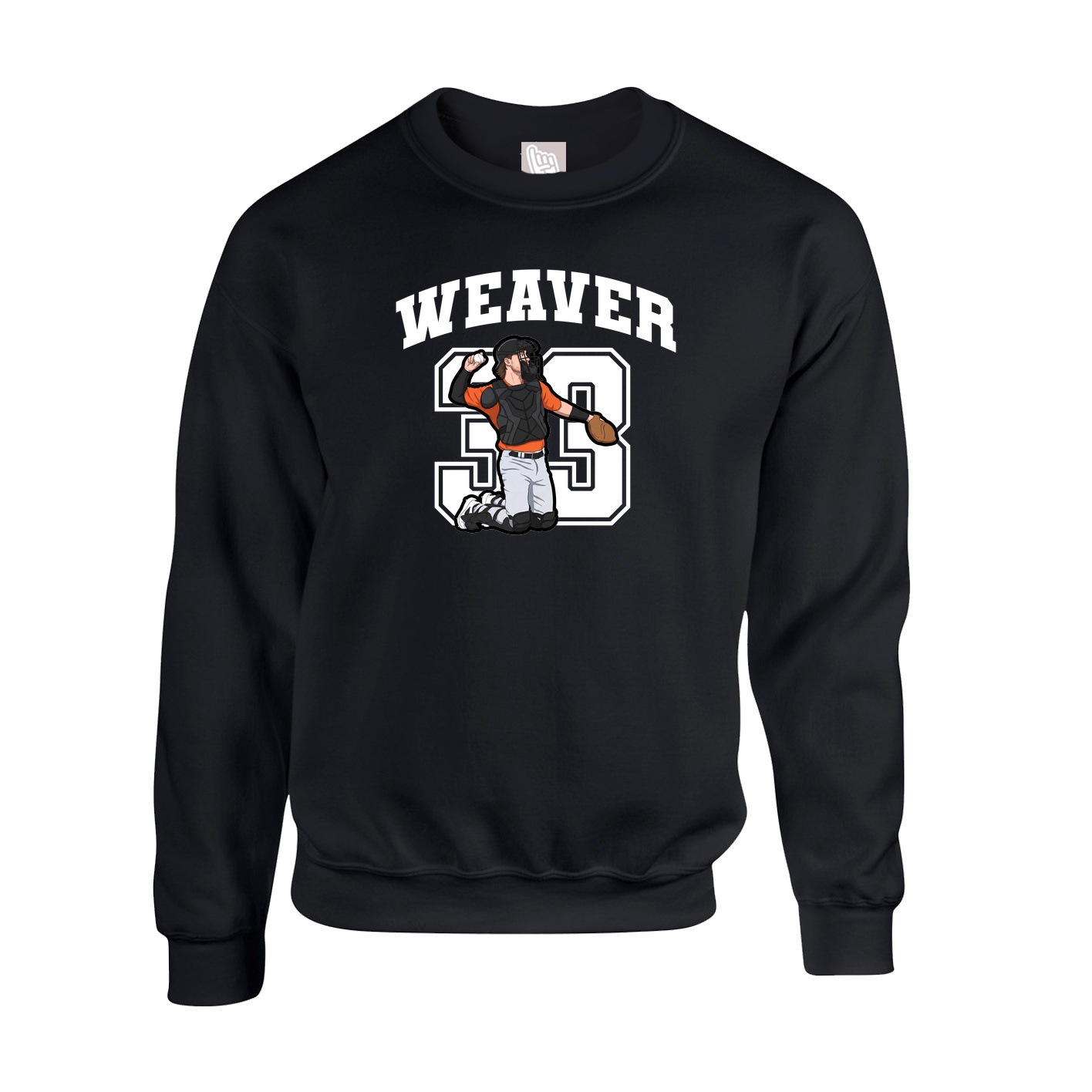 Fleece Crew — Number in Black