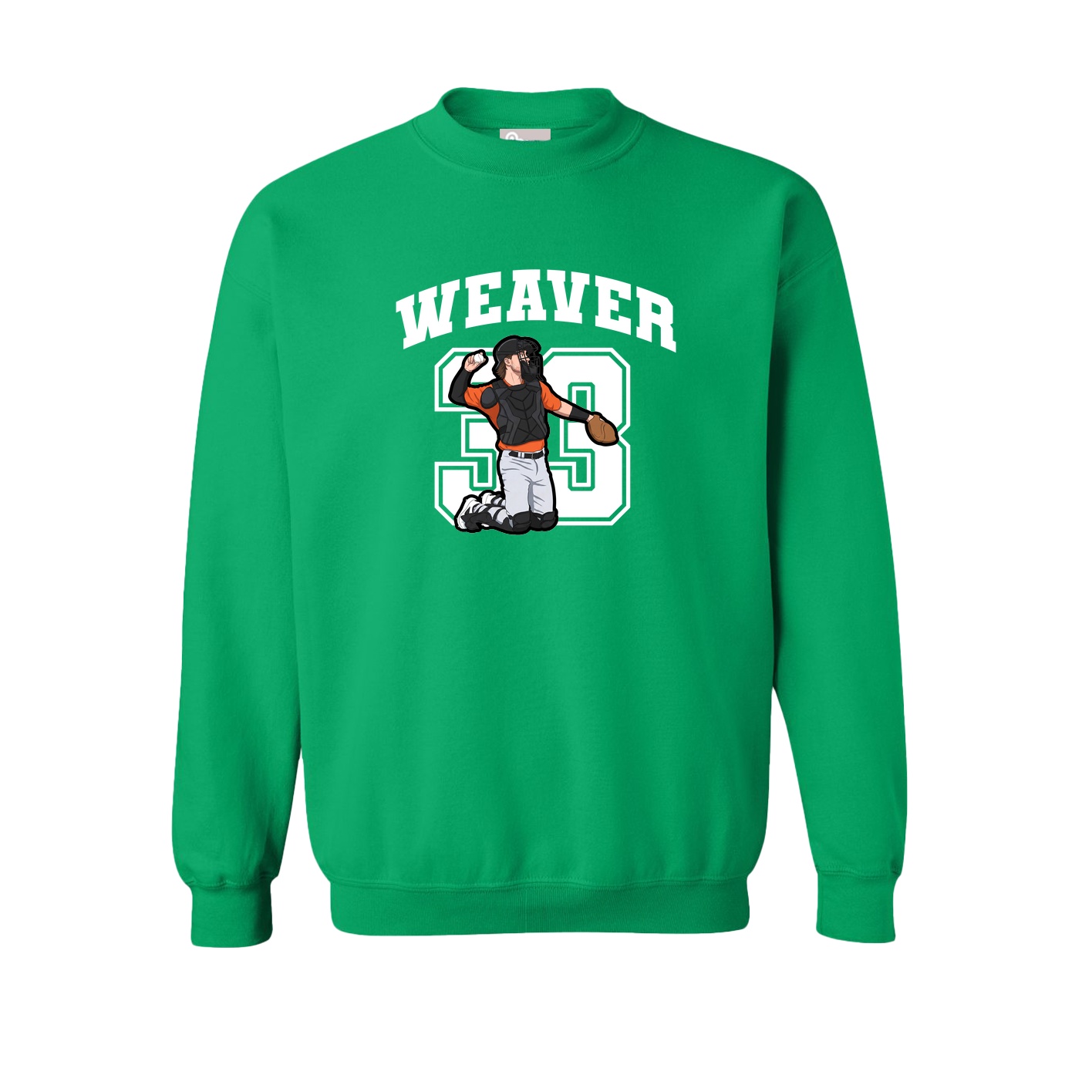 Fleece Crew — Number in Green