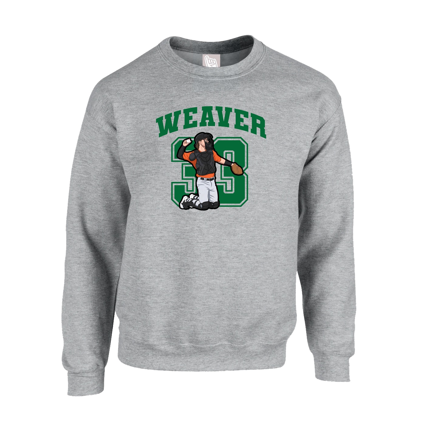 Fleece Crew — Number in Grey