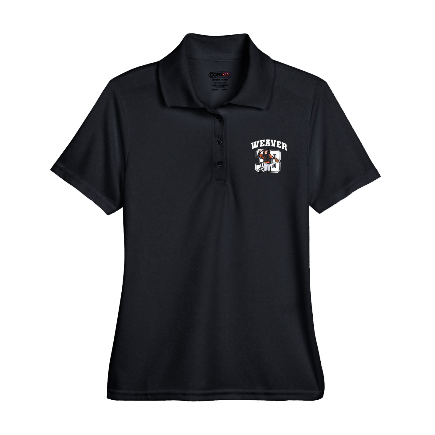 Womens Performance Polo — Number in Black