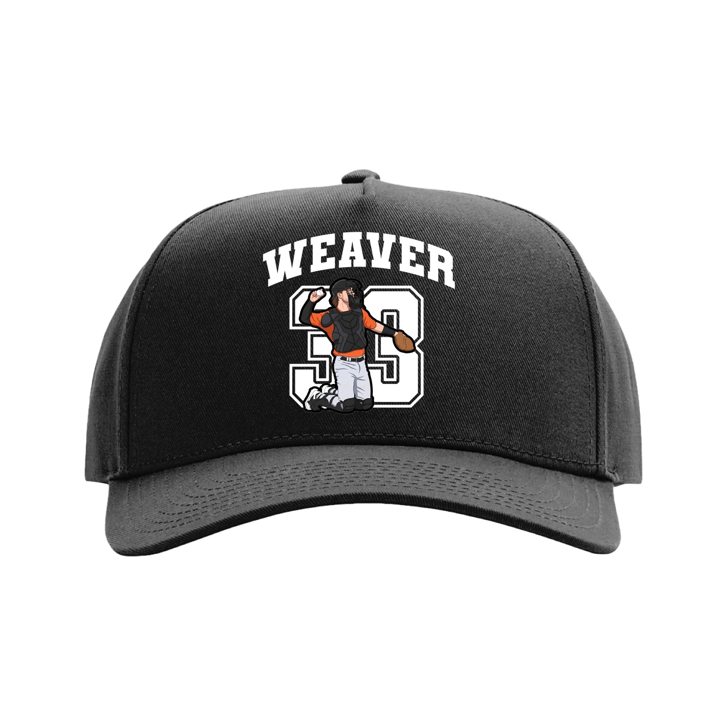 Full Fabric Five-Panel Champ Cap — Number in Black