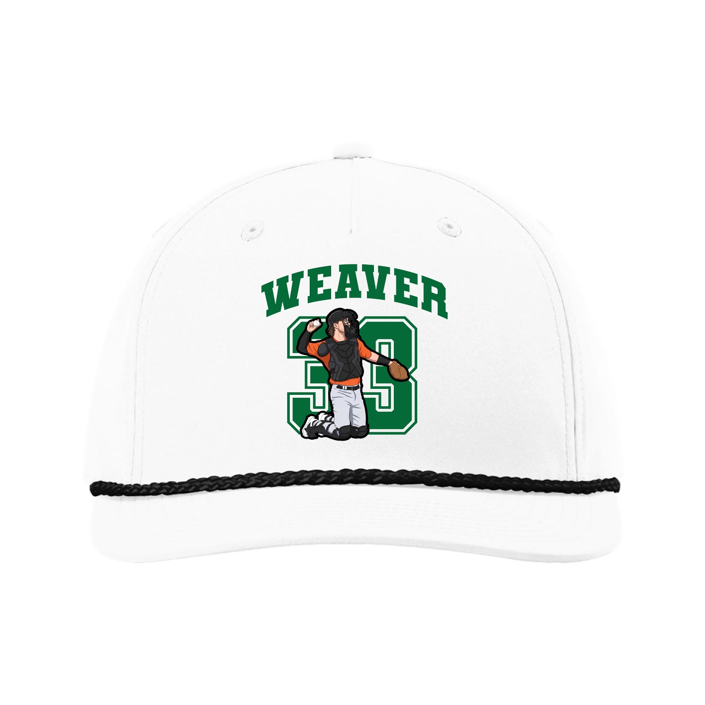 Five-Panel Classic Rope Cap — Number in White