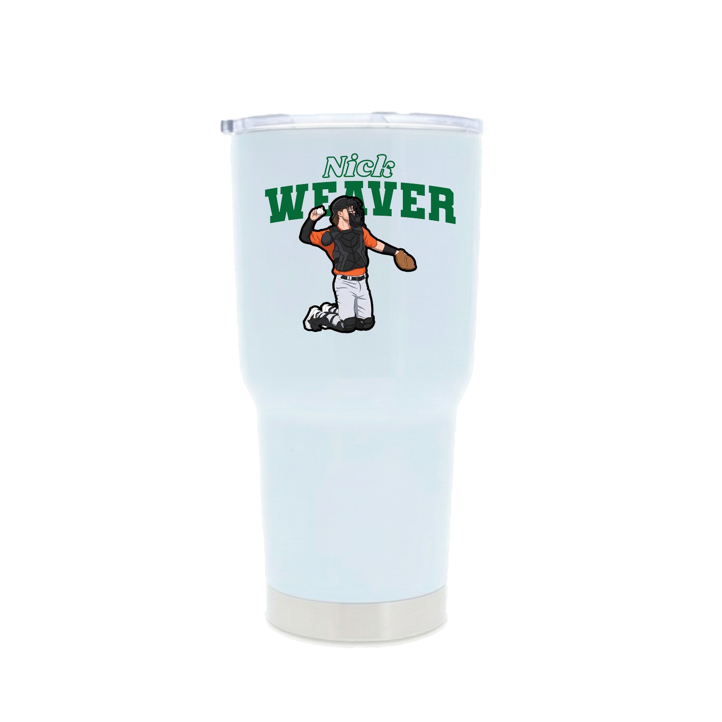 30oz Stainless Steel Tumbler — Name Arch in White