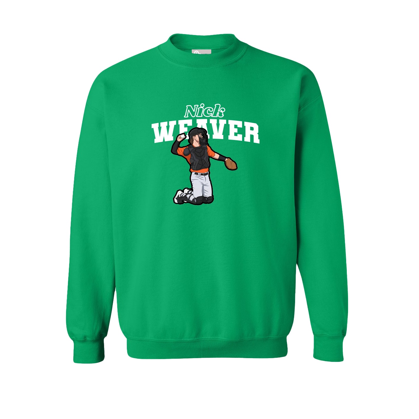 Fleece Crew — Name Arch in Green