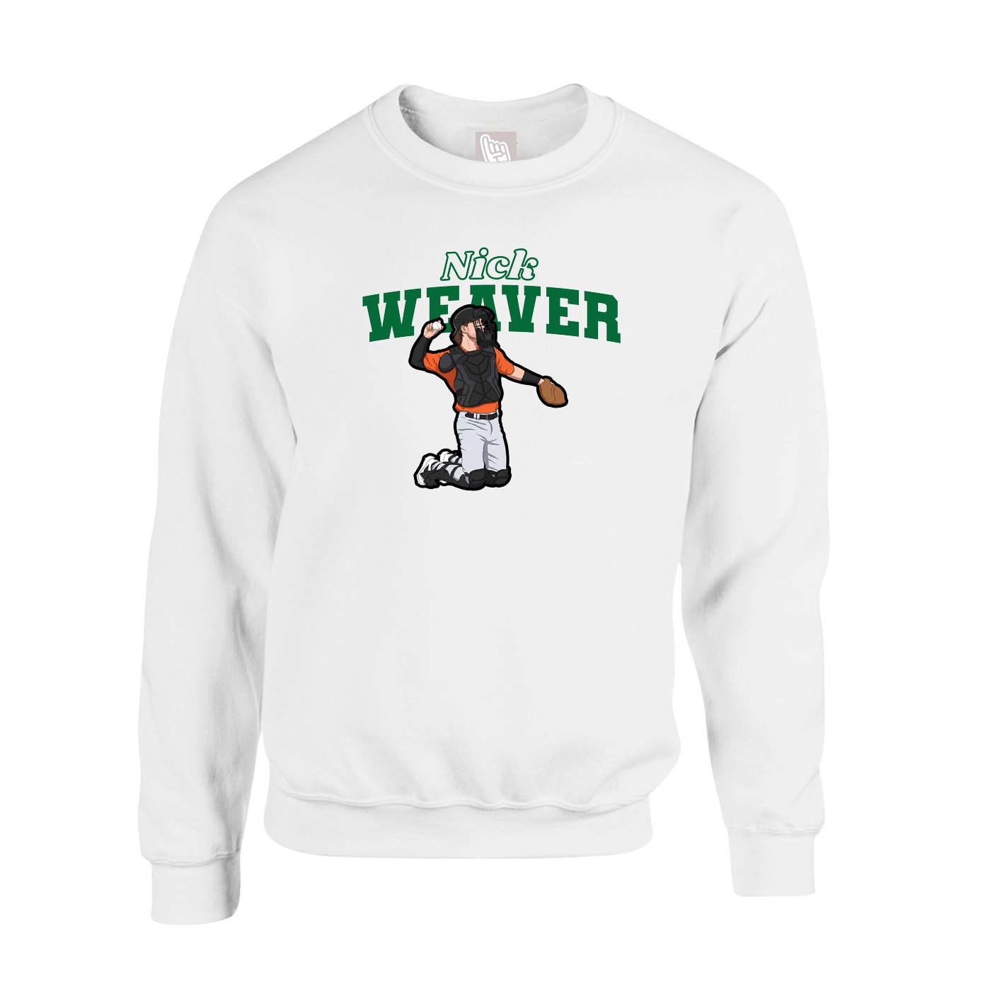 Fleece Crew — Name Arch in White