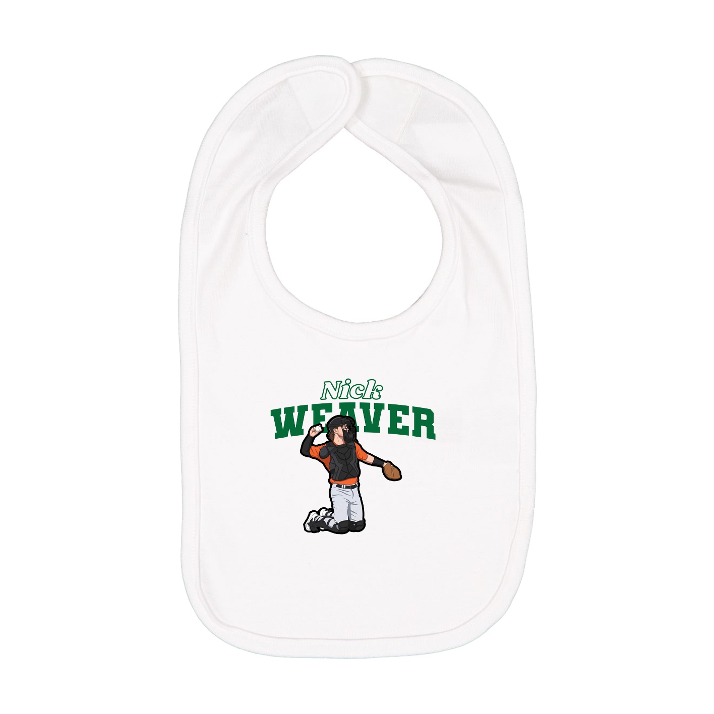 Infant Bib — Name Arch in White