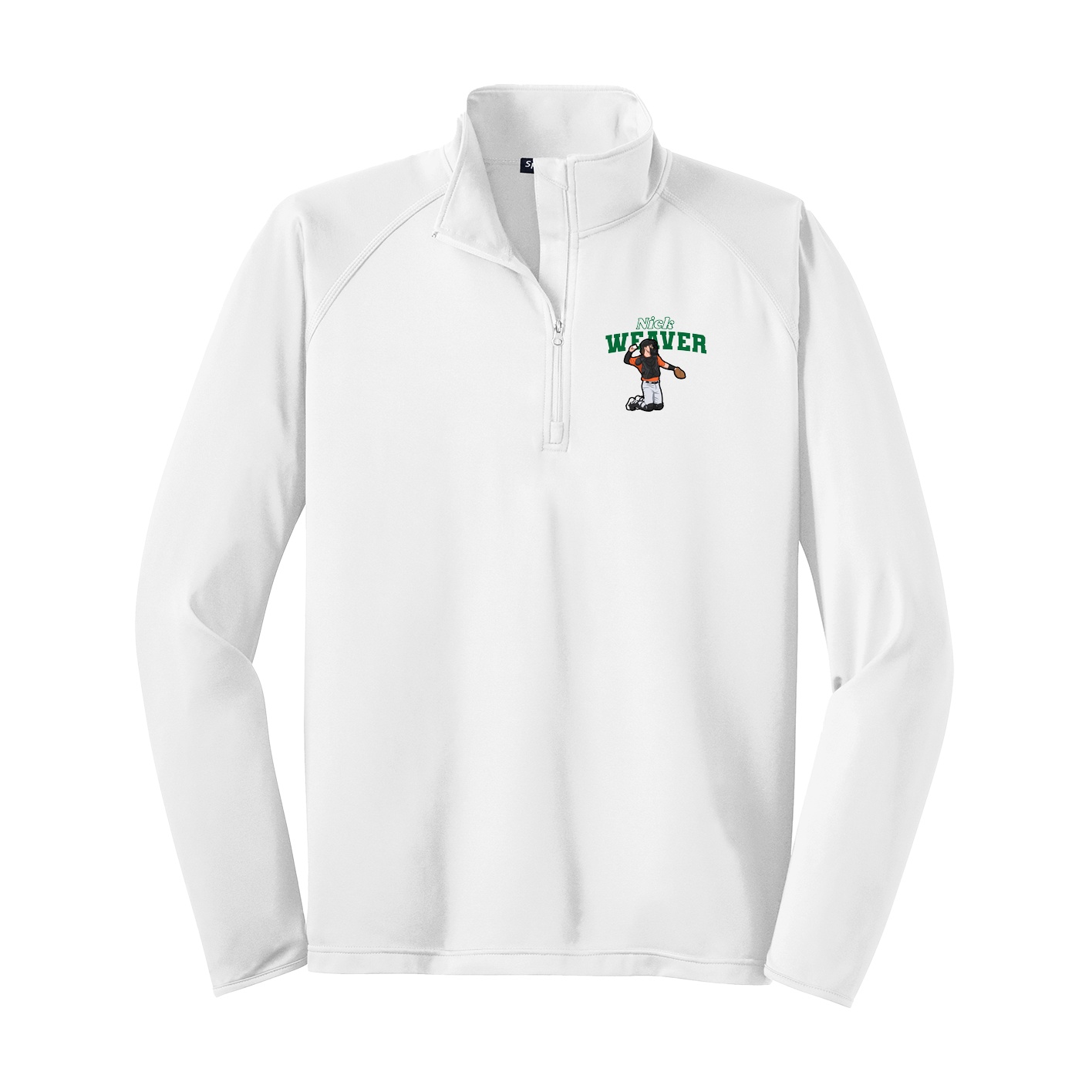 Q-Zip Pullover — Name Arch in White