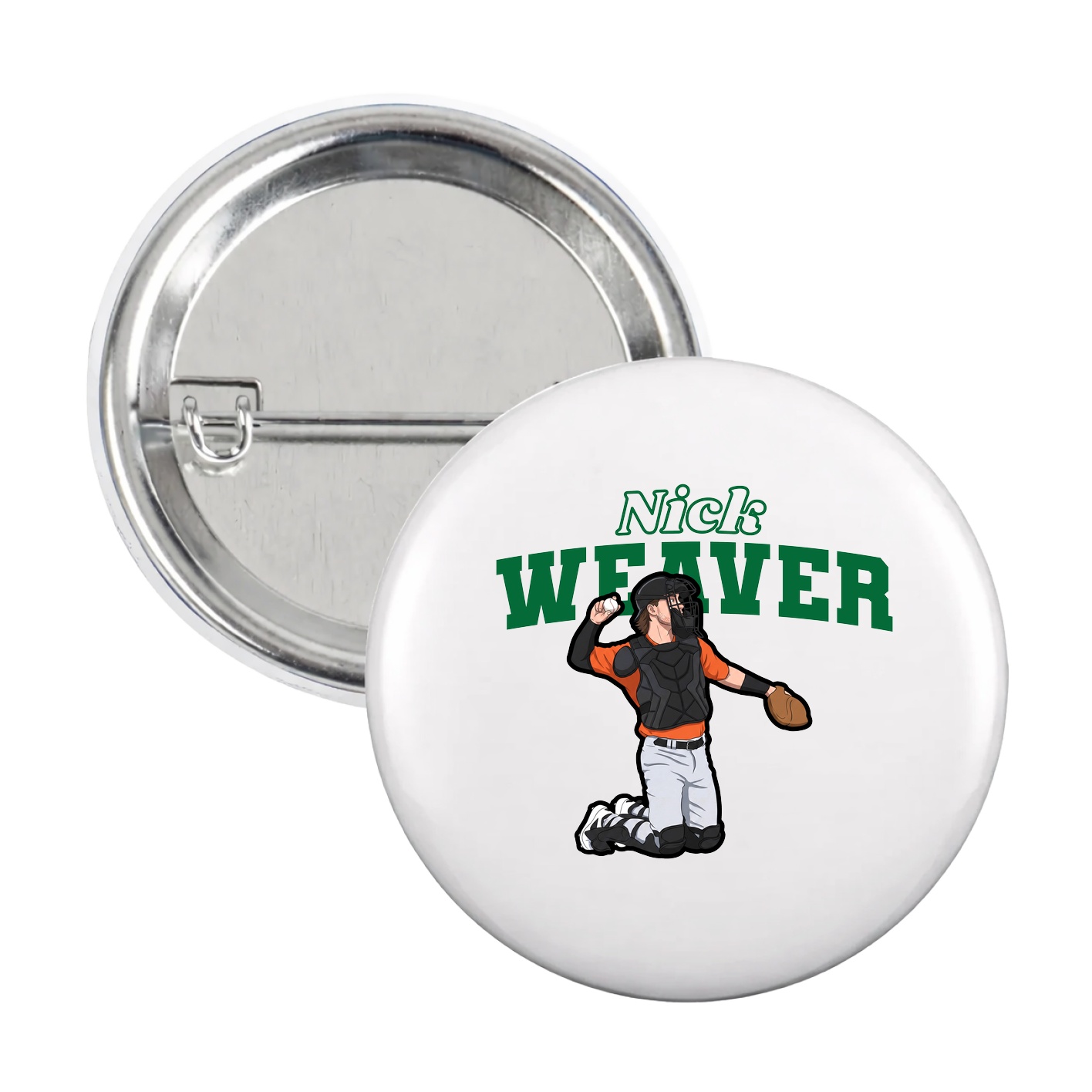 Game Day Button — Name Arch in White