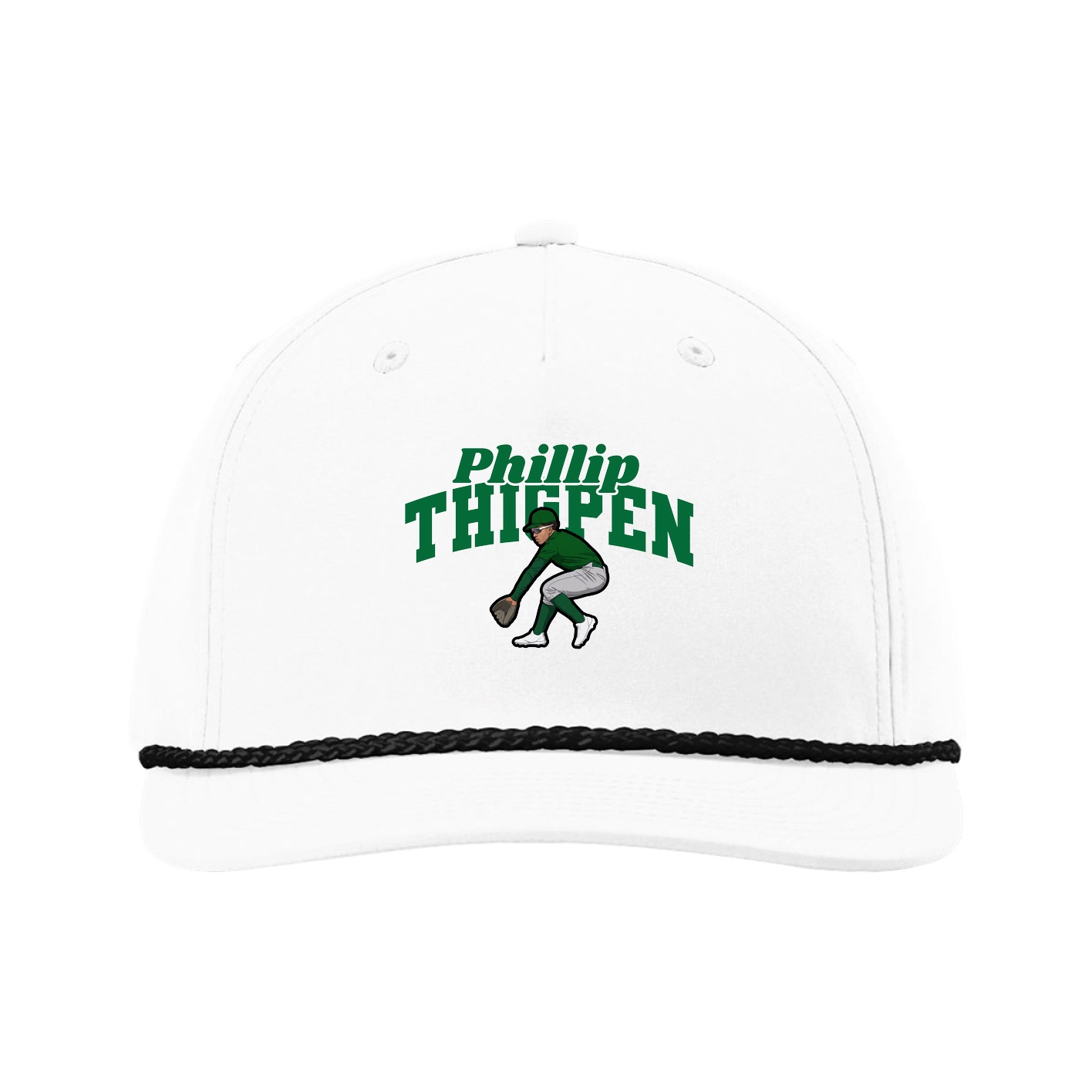 Five-Panel Classic Rope Cap — Signature Arch in White